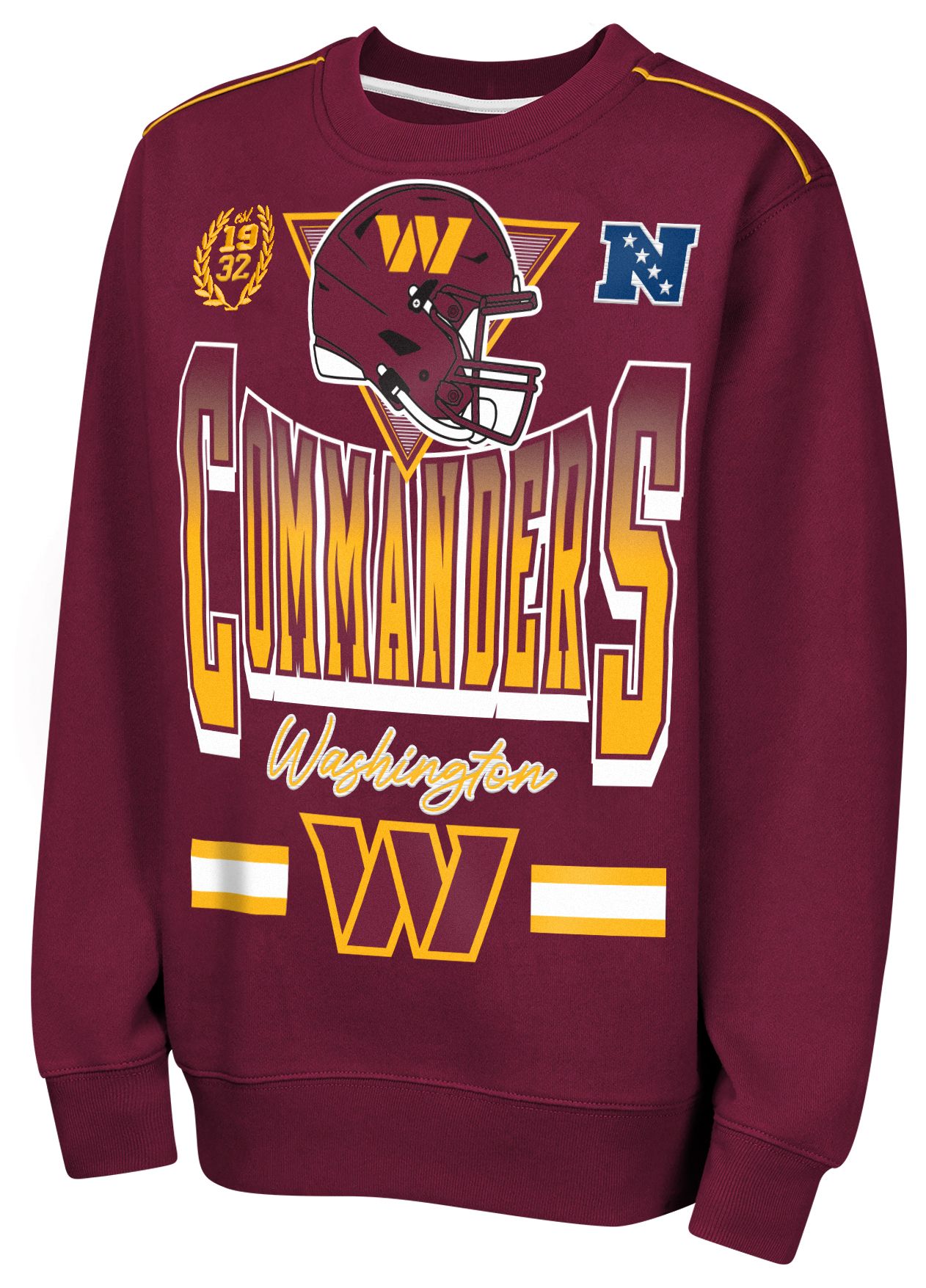 NFL Team Apparel Youth Washington Commanders Red Run &amp; Crewneck Sweatshirt
