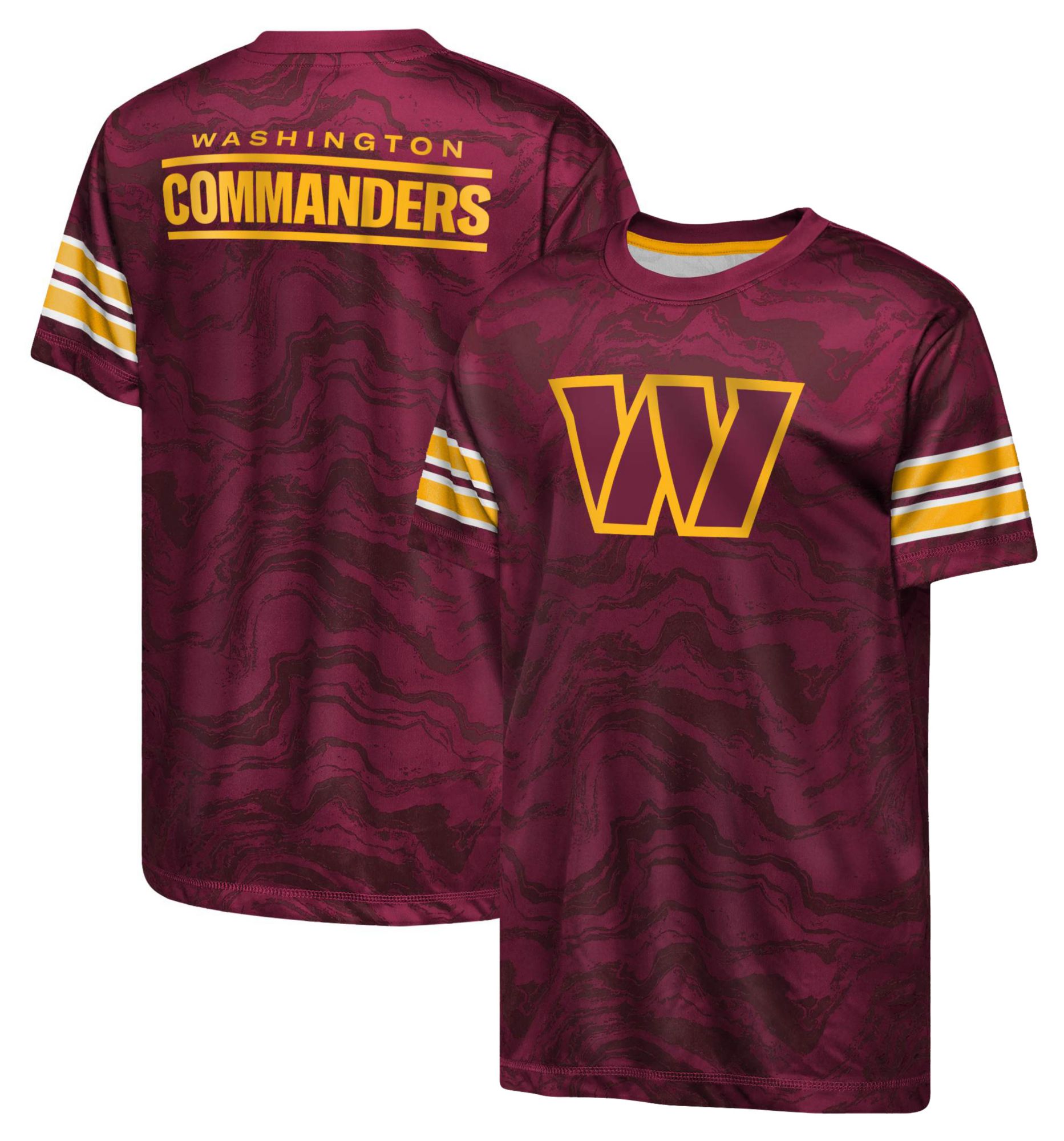 NFL Team Apparel Youth Washington Commanders Red Slant Route T-Shirt