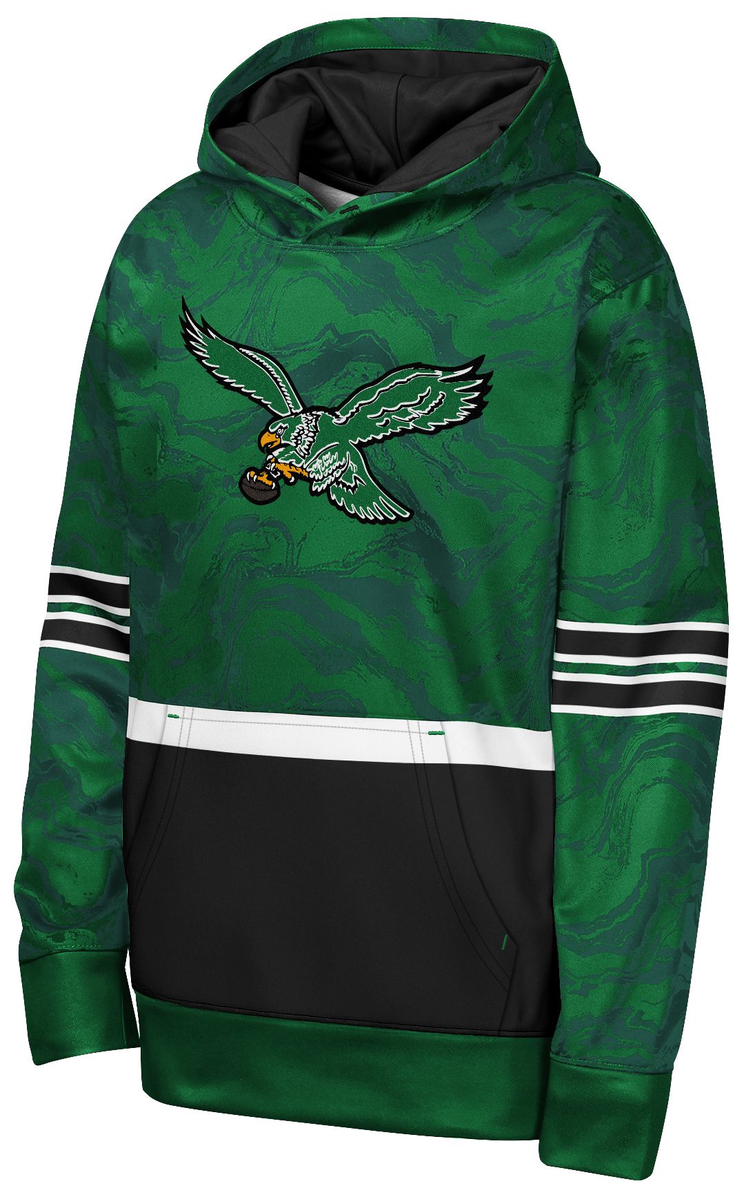 NFL Team Apparel Youth Philadelphia Eagles Green Retro Deep Ball Hoodie