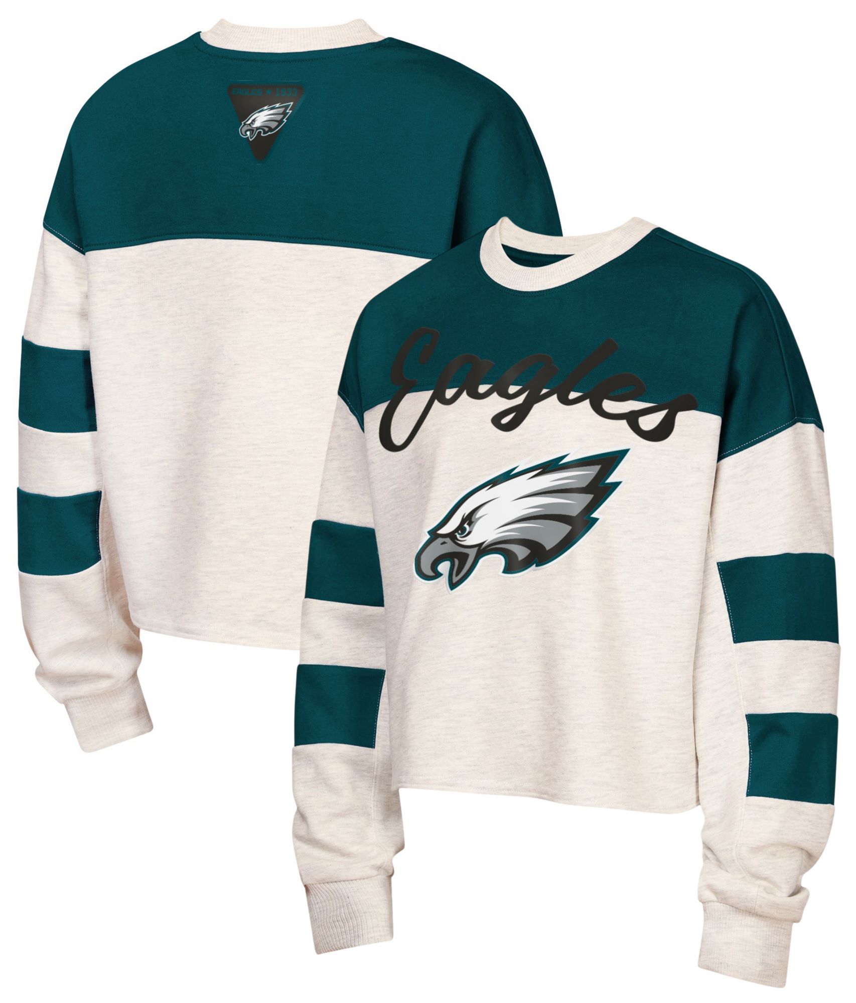 NFL Team Apparel Youth Philadelphia Eagles Teal Dynasty Long Sleeve Shirt