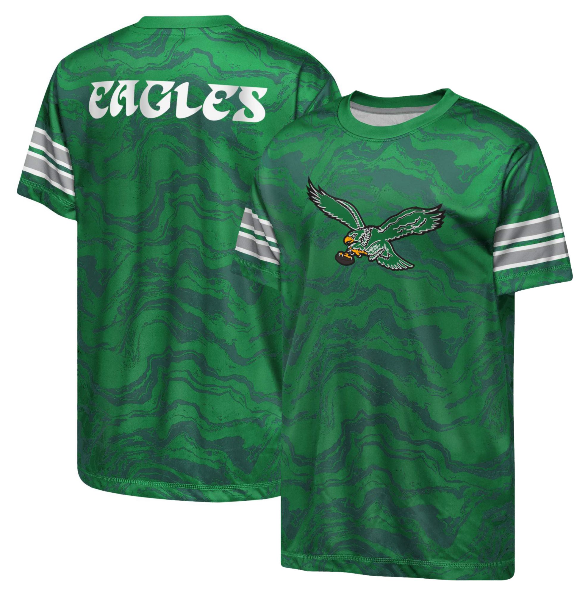 NFL Team Apparel Youth Philadelphia Eagles Green Slant Route T-Shirt