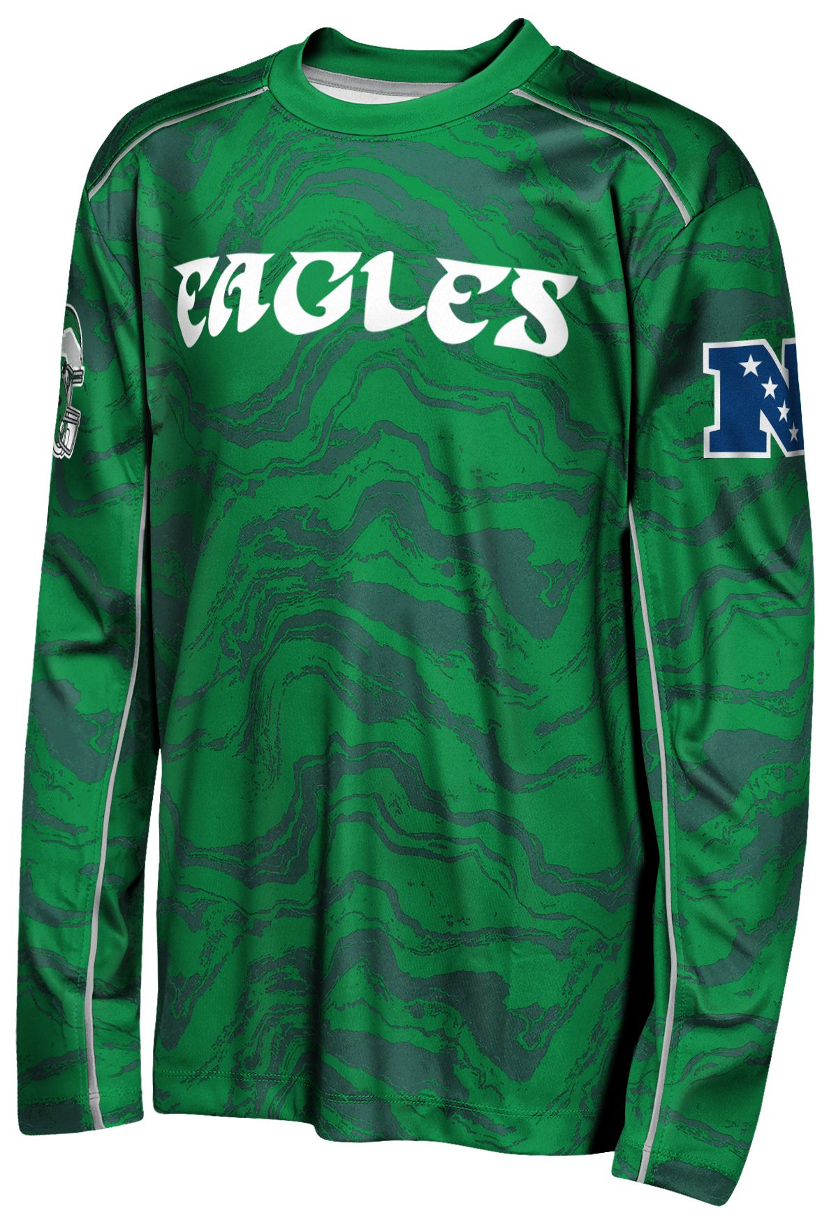 NFL Team Apparel Youth Philadelphia Eagles Green Tailgate Long Sleeve Shirt