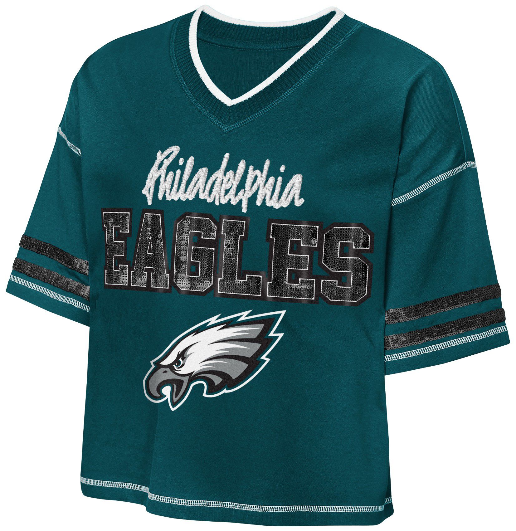 NFL Team Apparel Youth Philadelphia Eagles Teal Toe Tap T-Shirt