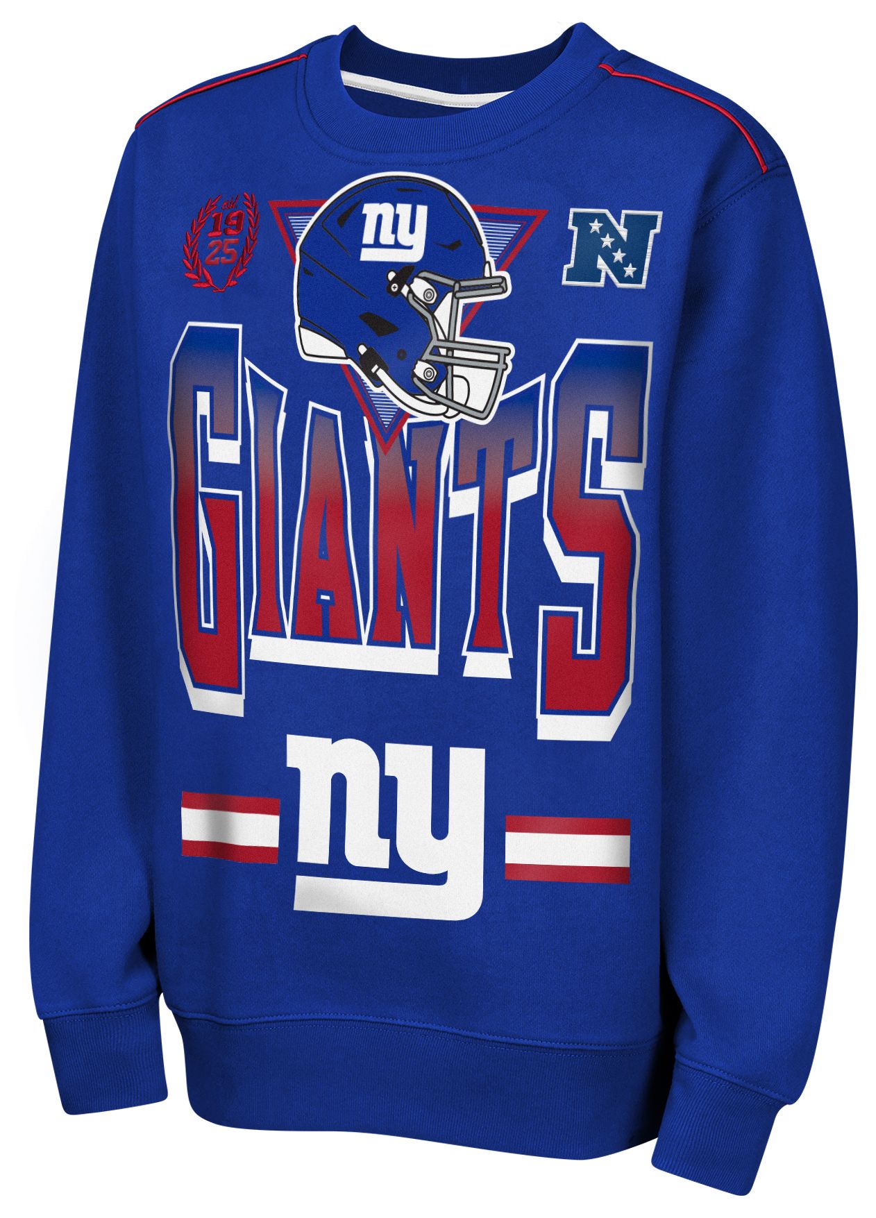 NFL Team Apparel Youth New York Giants Blue Run &amp; Gun Crewneck Sweatshirt