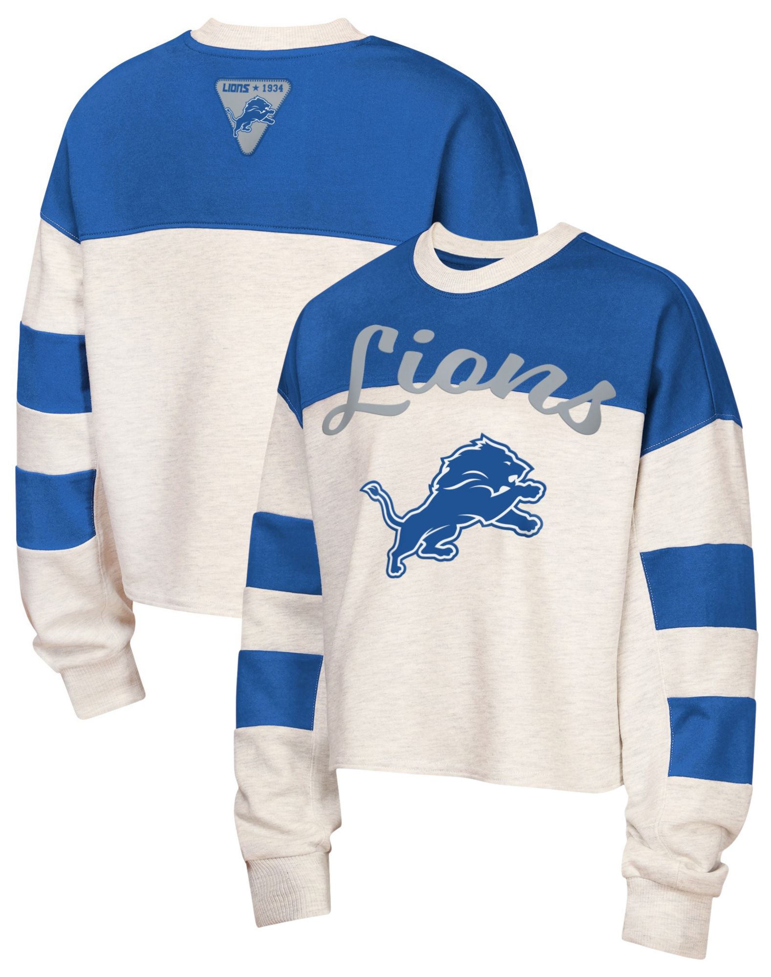 NFL Team Apparel Youth Detroit Lions Blue Dynasty Long Sleeve Shirt