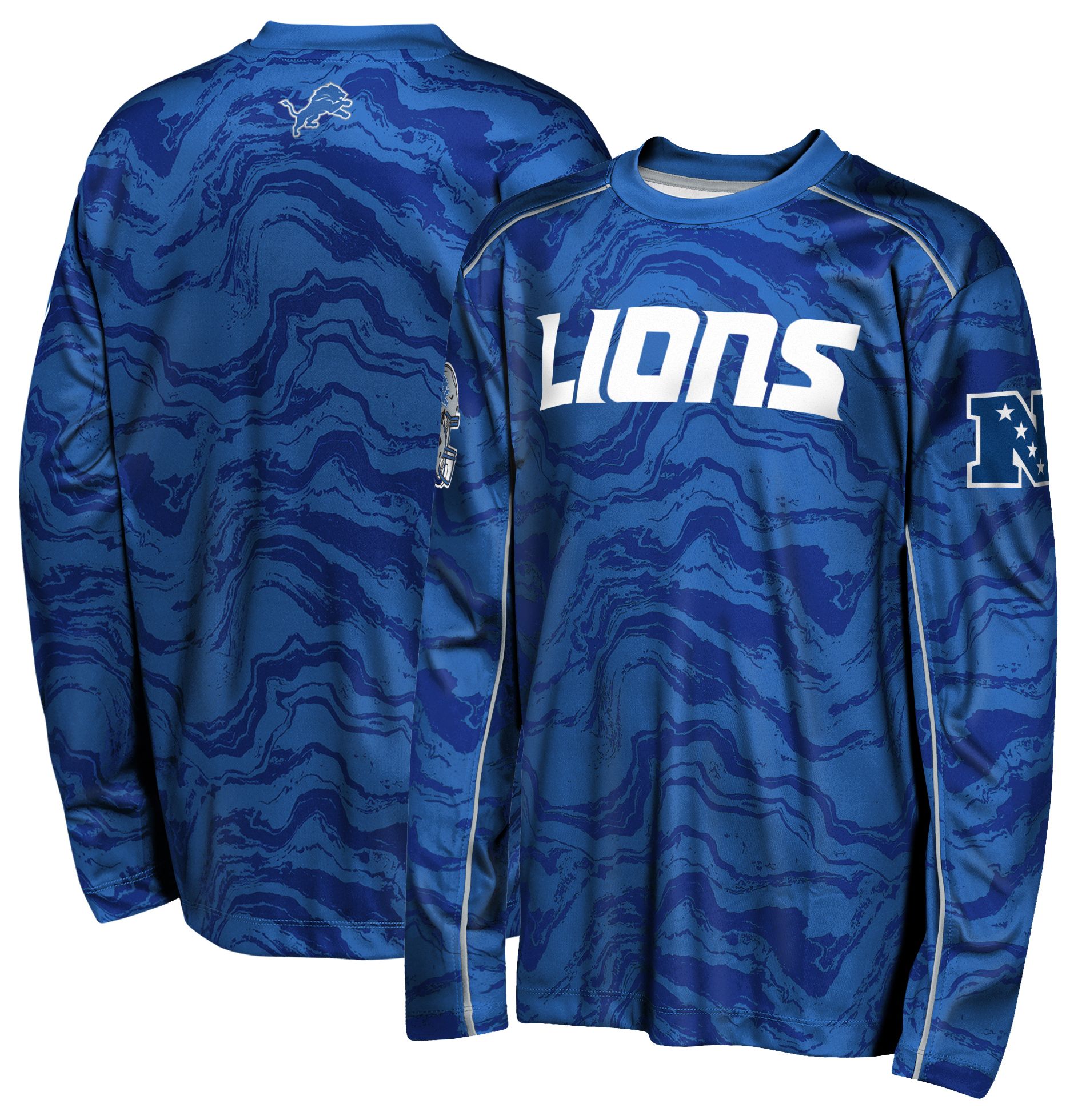 NFL Team Apparel Youth Detroit Lions Blue Tailgate Long Sleeve Shirt