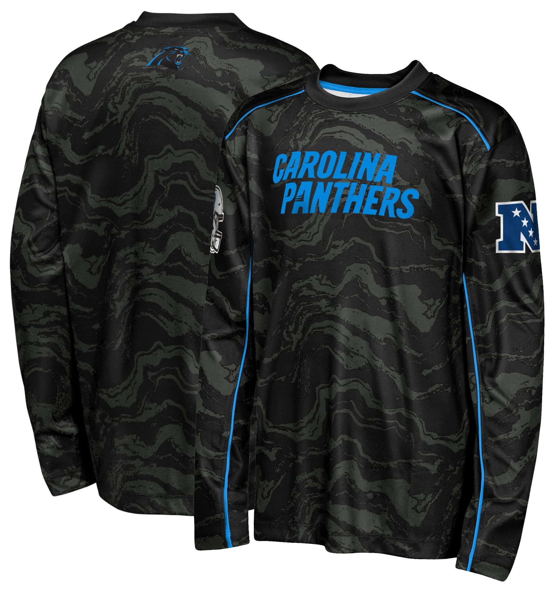 NFL Team Apparel Youth Carolina Panthers Black Tailgate Long Sleeve Shirt
