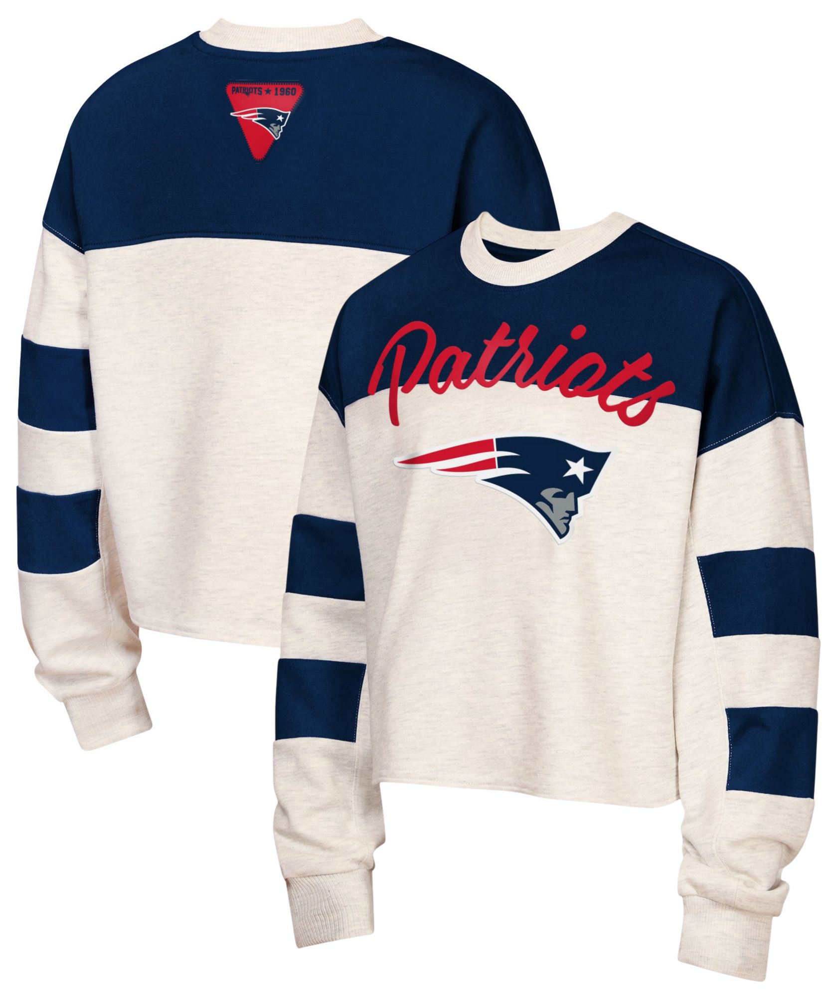 NFL Team Apparel Youth New England Patriots Navy Dynasty Long Sleeve Shirt