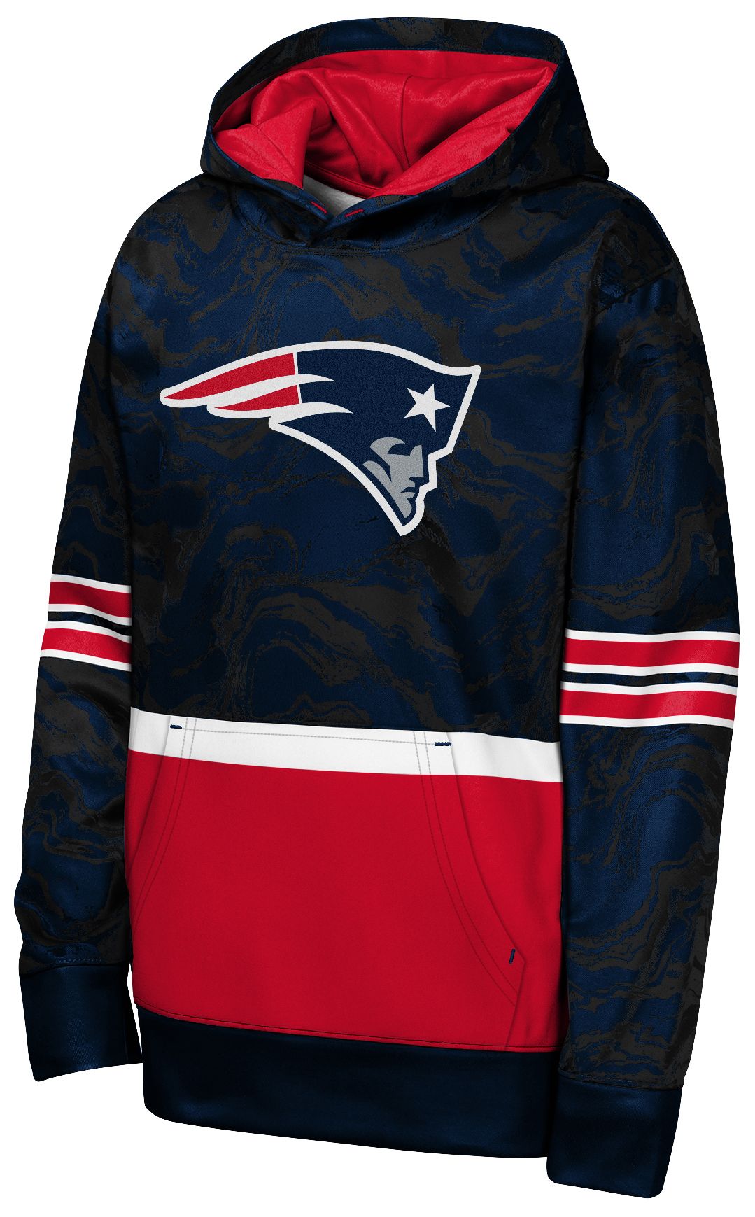 NFL Team Apparel Youth New England Patriots Navy Deep Ball Hoodie