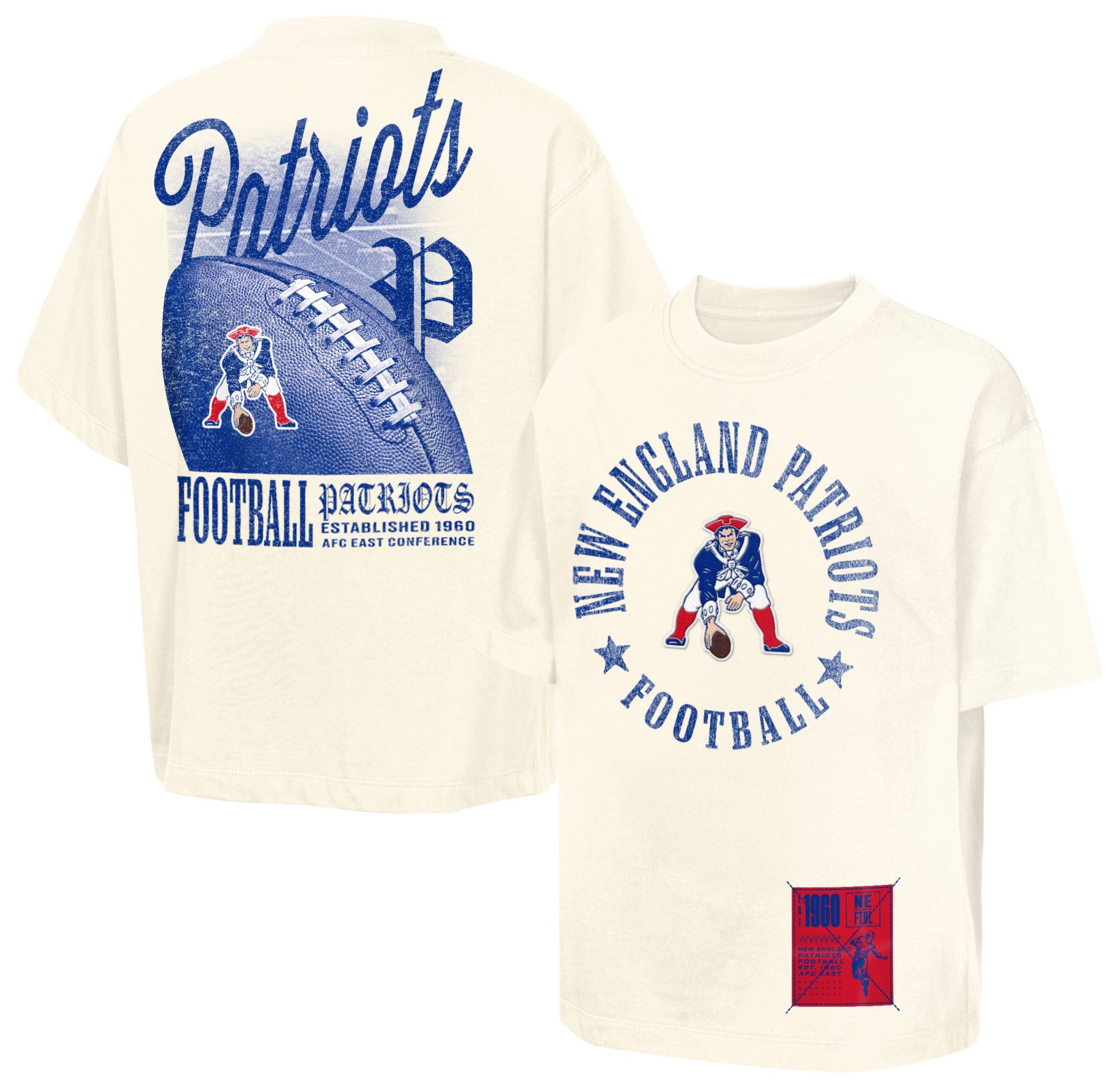 NFL Team Apparel Youth New England Patriots Natural Classic Defense T-Shirt