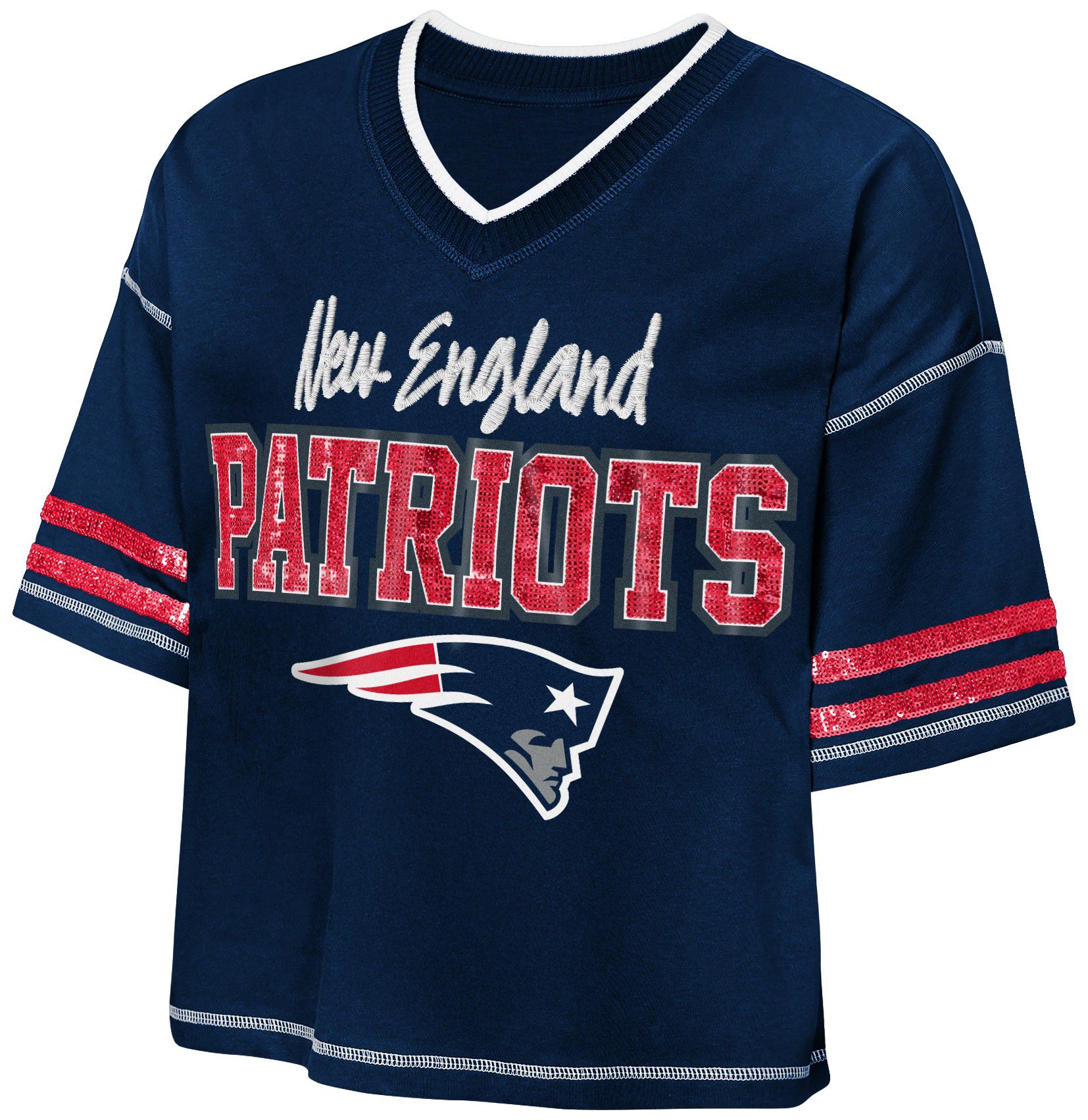 NFL Team Apparel Youth New England Patriots Navy Toe Tap T-Shirt