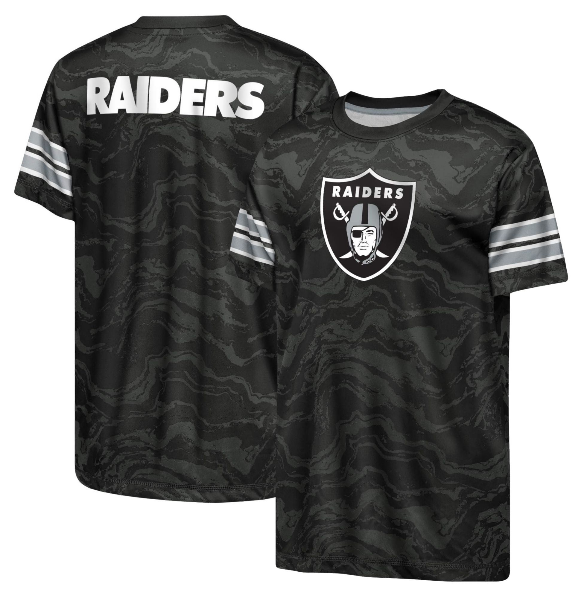 NFL Team Apparel Youth Las Vegas Raiders Black Slant Route T-Shirt