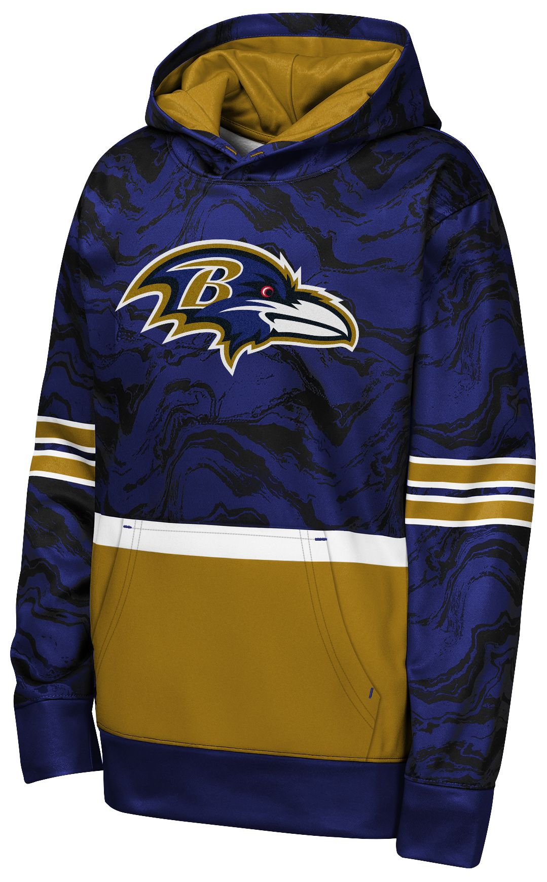 NFL Team Apparel Youth Baltimore Ravens Purple Deep Ball Hoodie