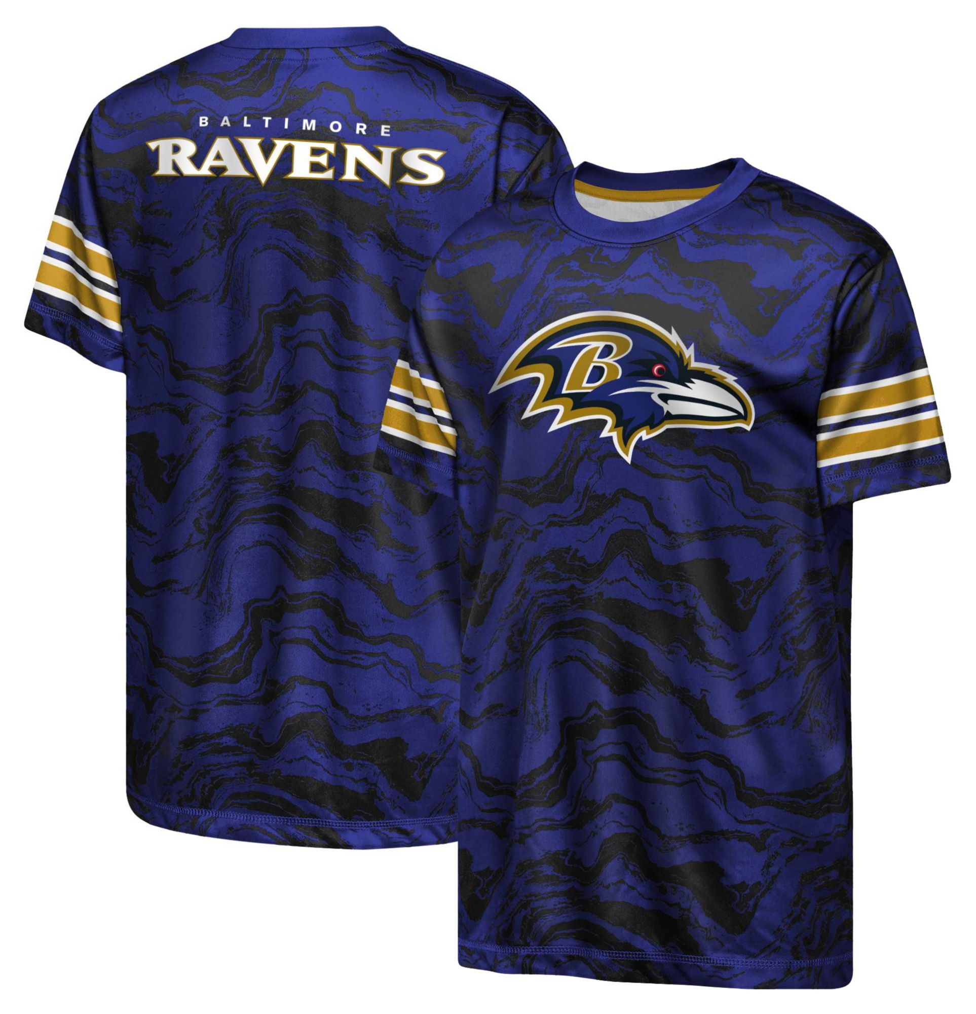 NFL Team Apparel Youth Baltimore Ravens Purple Slant Route T-Shirt