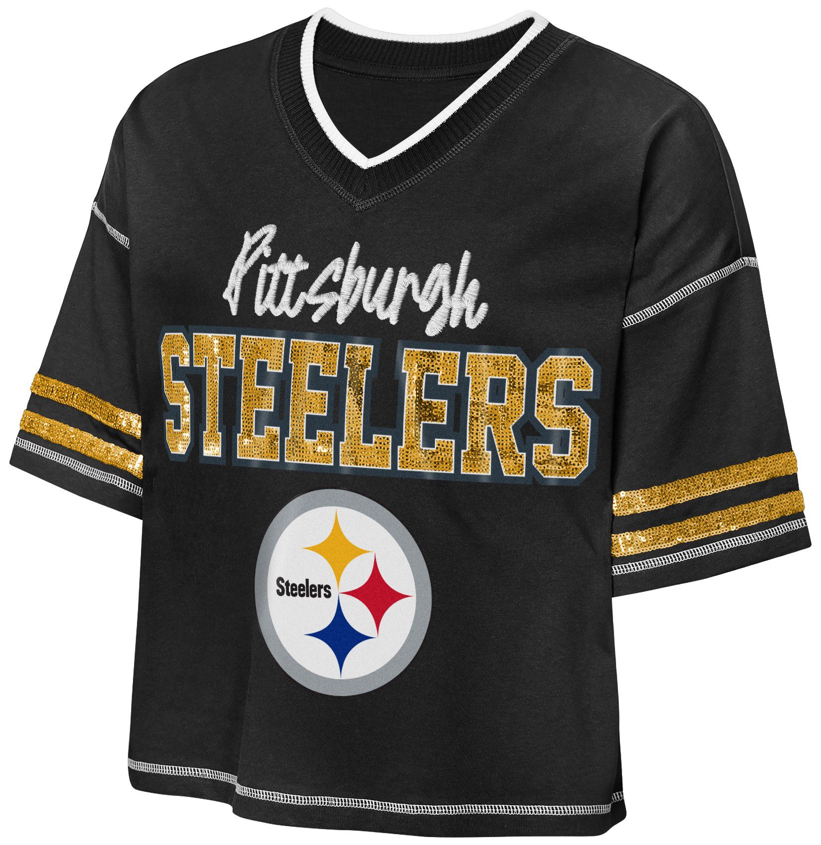 NFL Team Apparel Youth Pittsburgh Steelers Black Toe Tap T-Shirt