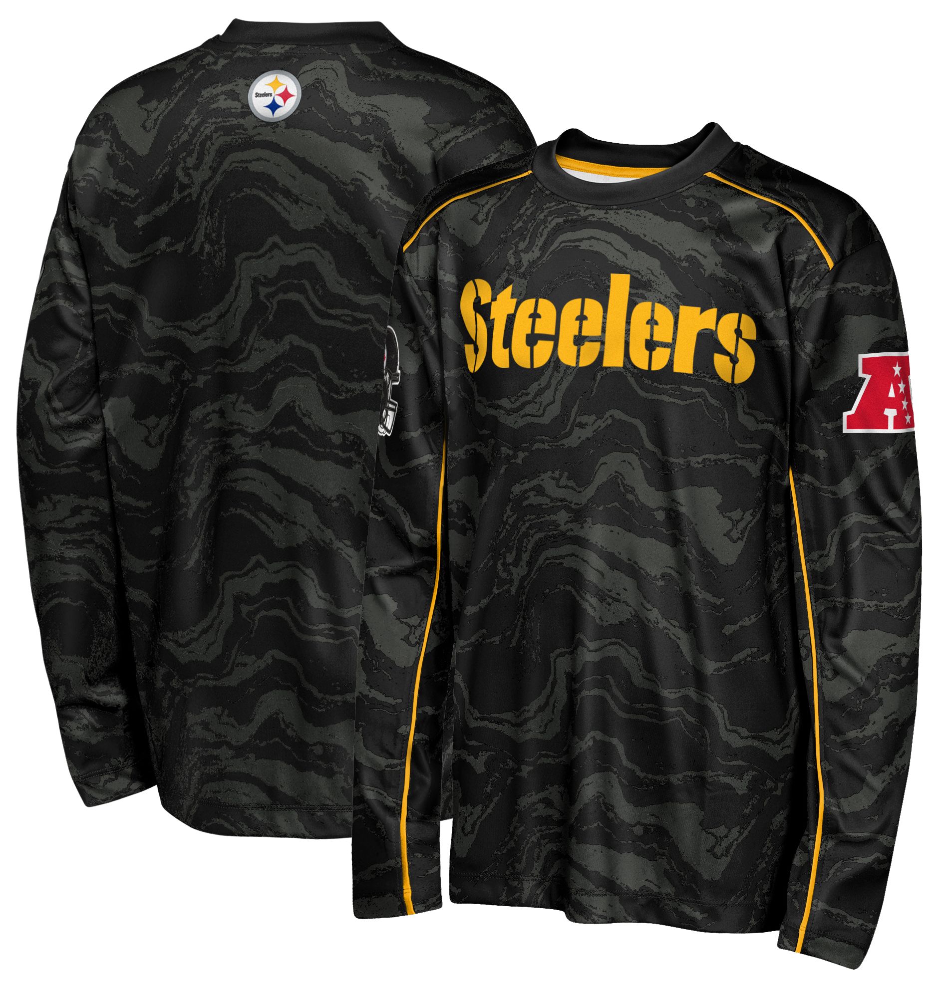 NFL Team Apparel Youth Pittsburgh Steelers Black Tailgate Long Sleeve Shirt
