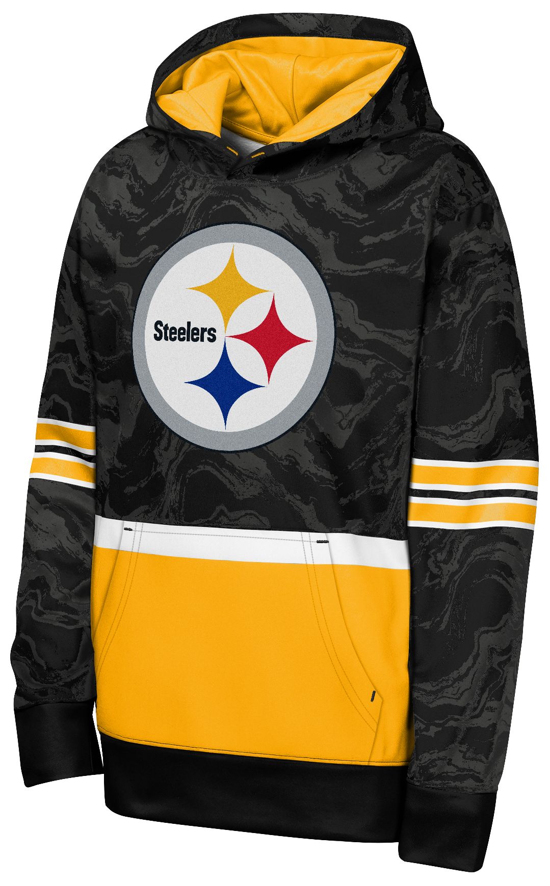 NFL Team Apparel Youth Pittsburgh Steelers Black Deep Ball Hoodie