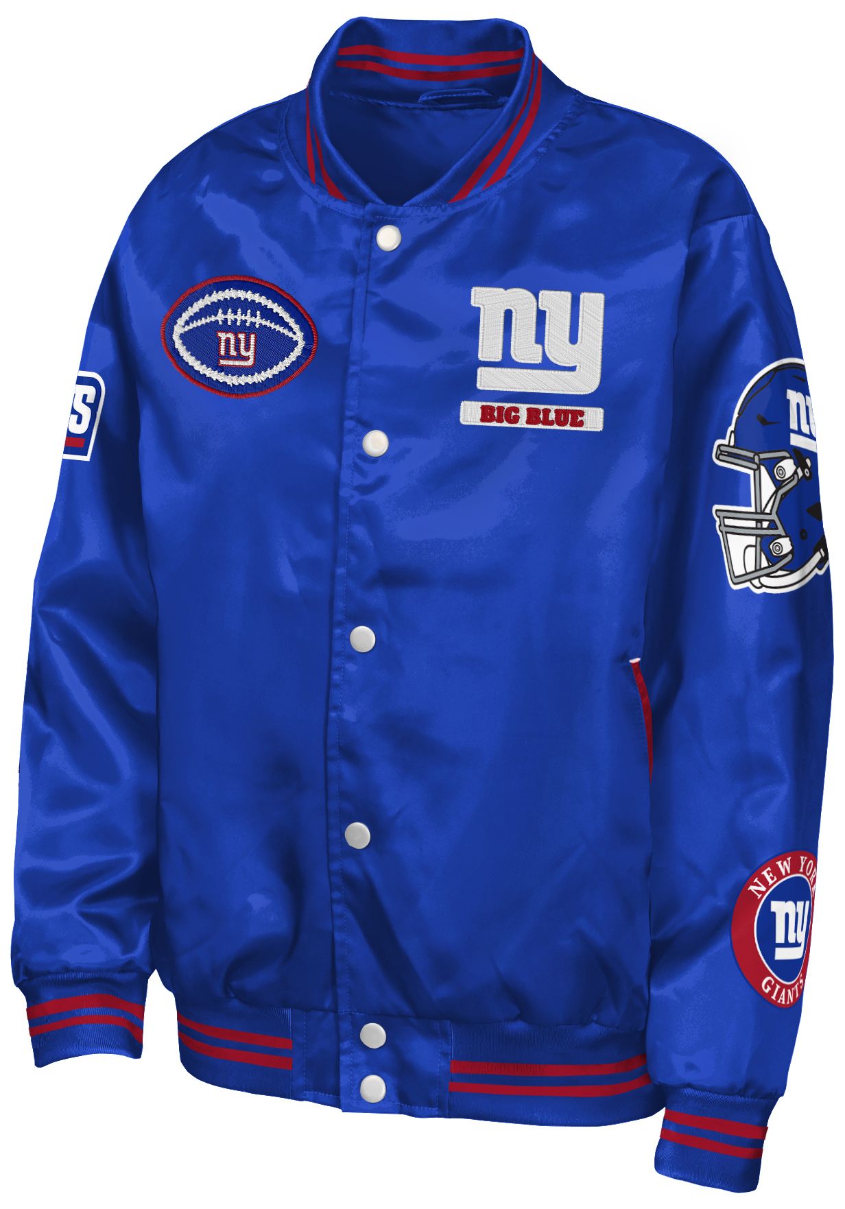 NFL Team Apparel Youth New York Giants Satin Varsity Jacket