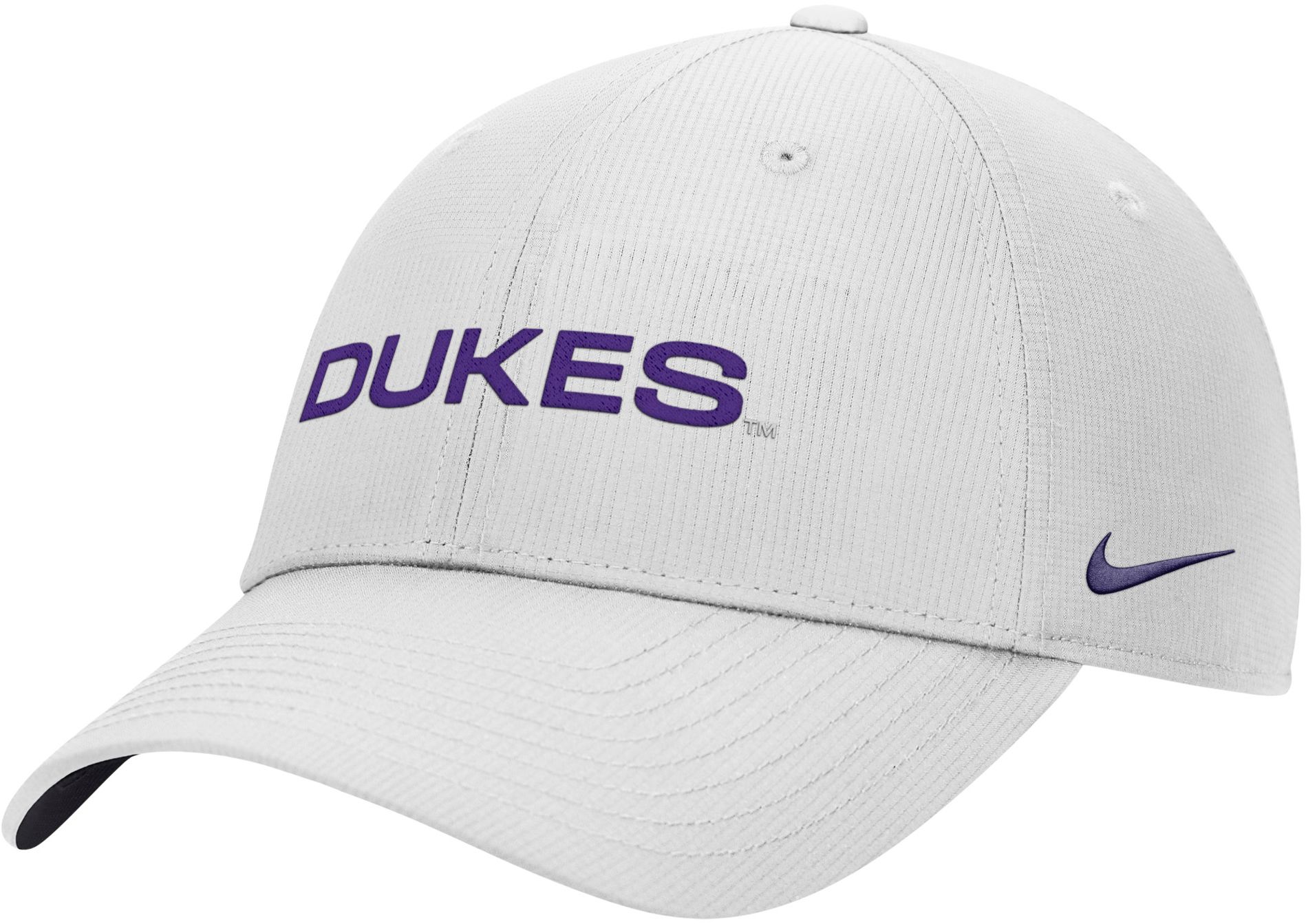 Nike Adult James Madison Dukes White Rip Stop Club Adjustable Hat