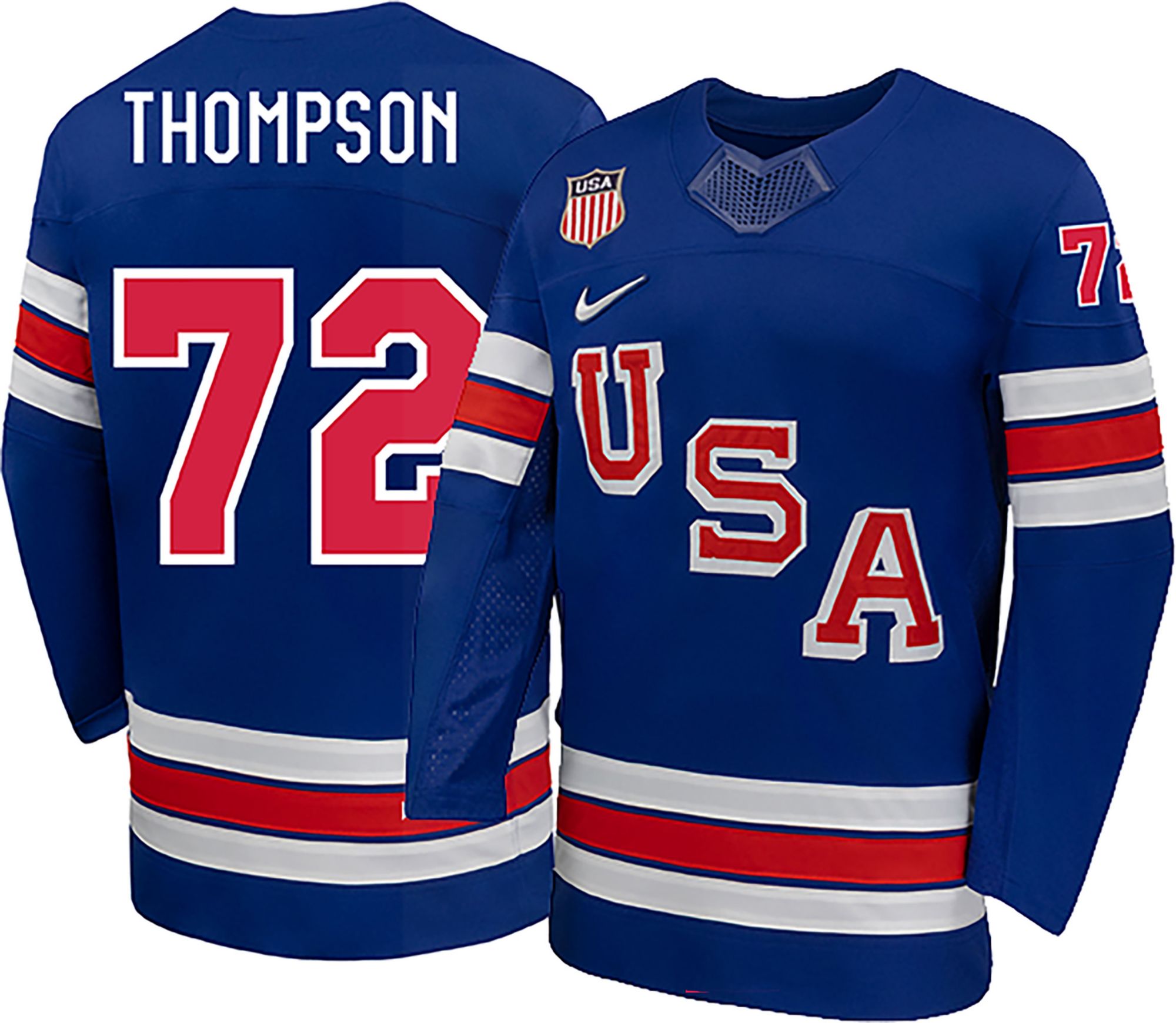 Nike Adult Team USA Blue Tage Thompson #72 Replica Jersey