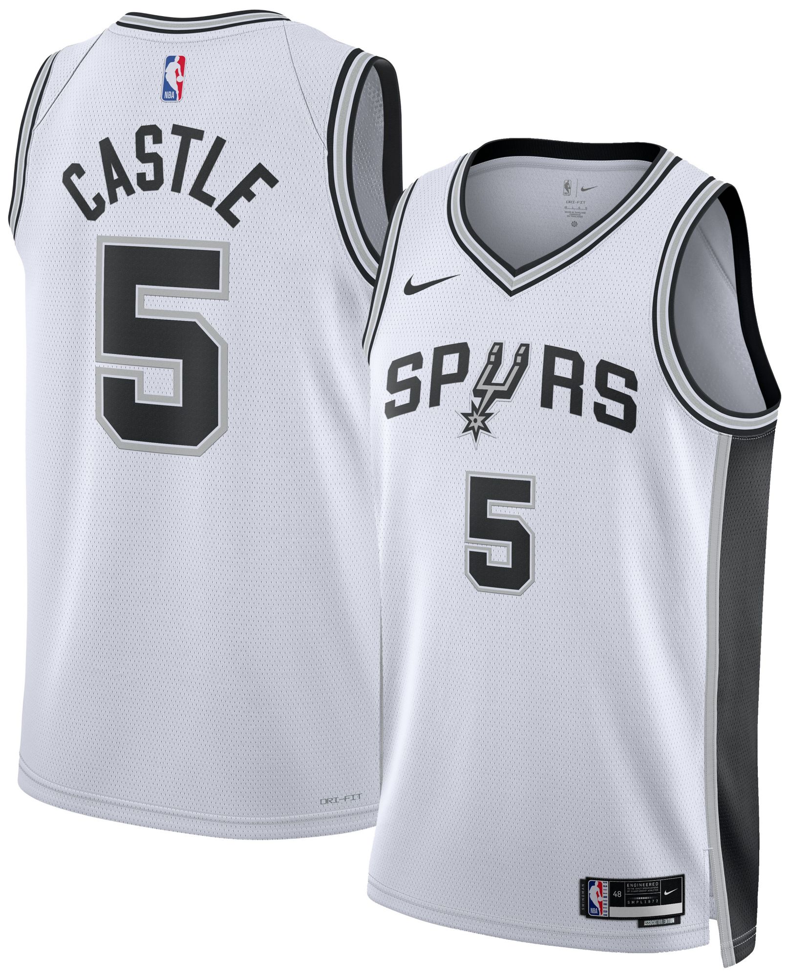 Nike Adult San Antonio Spurs Stephon Castle #5 White Association Edition Swingman Jersey, Men's