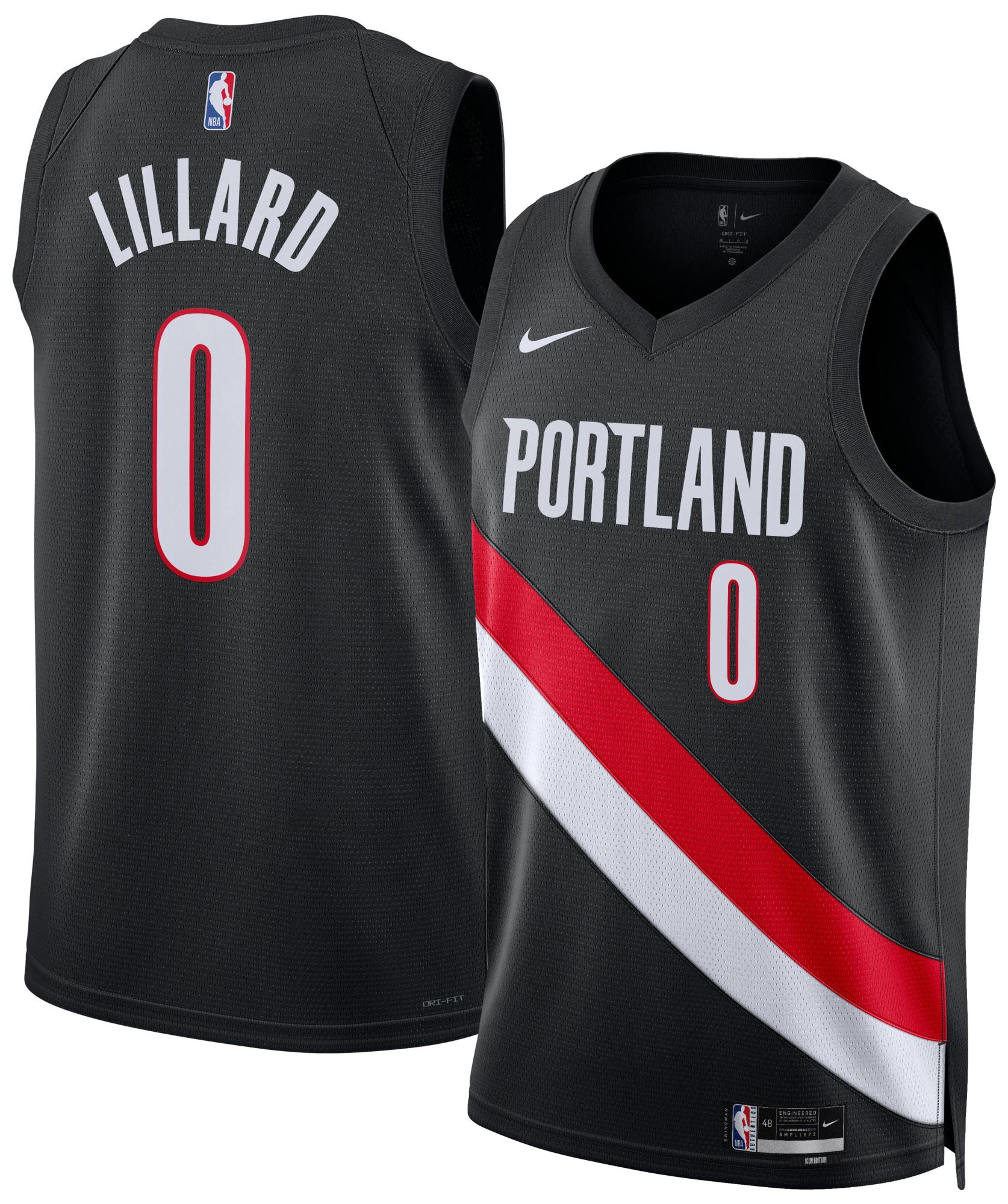 Nike Adult Portland Trail Blazers Damian Lillard #0 Black Icon Swingman Jersey