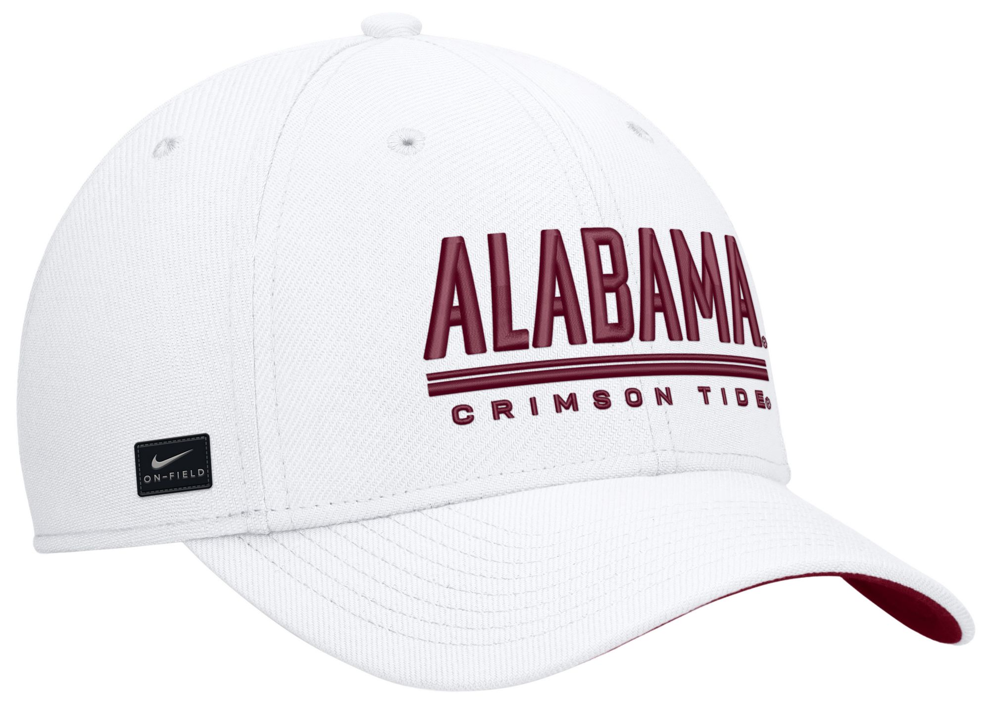 Nike Adult Alabama Crimson Tide White Rise Swooshflex Dri-Fit Game Day Structured Hat