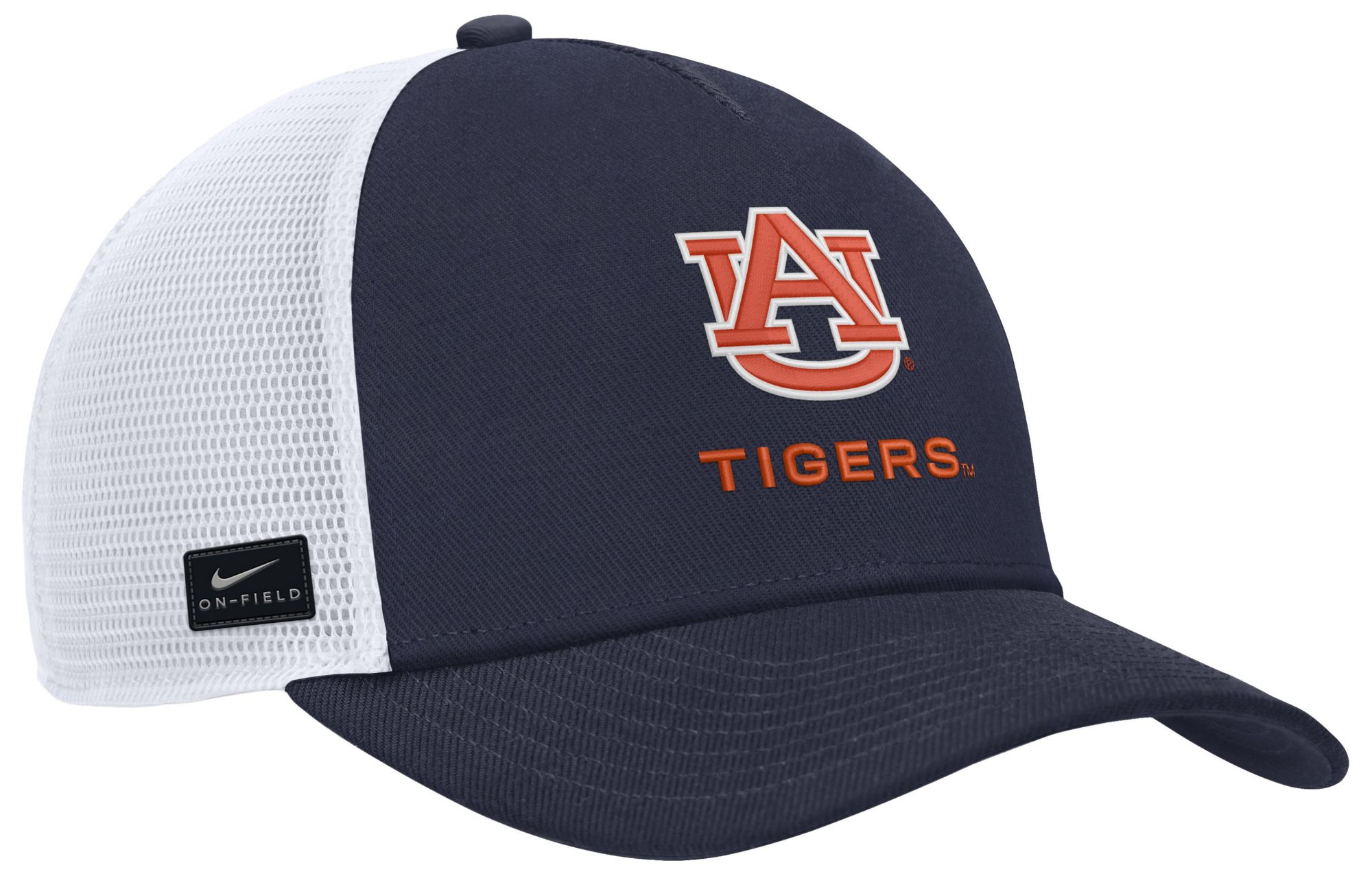 Nike Adult Auburn Tigers Navy and White Rise Game Day 5 Panel Structured Trucker Hat