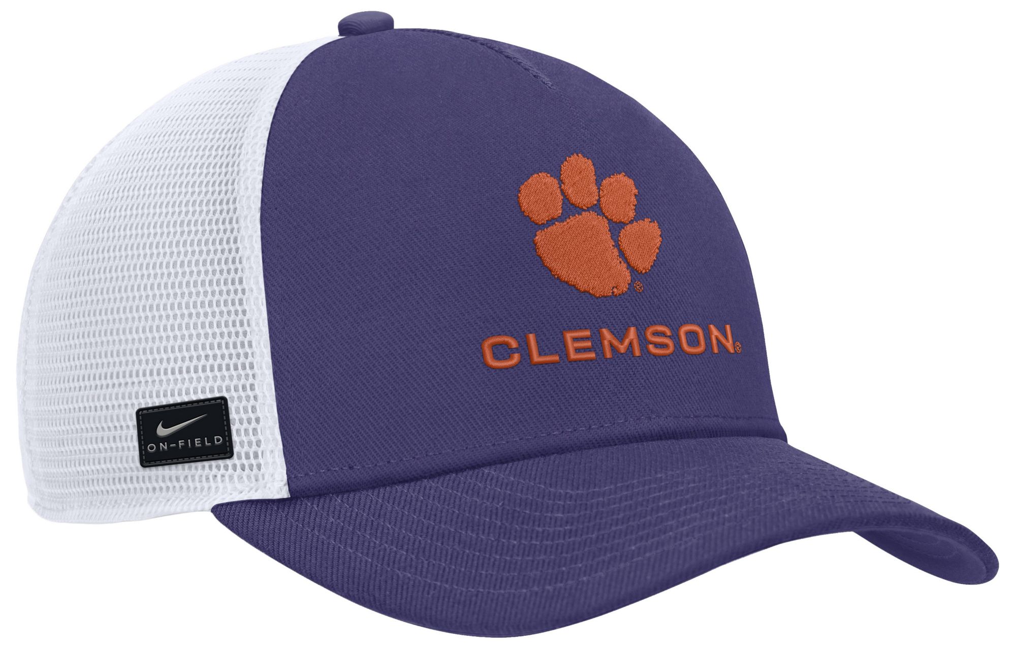 Nike Adult Clemson Tigers Orchid Rise Game Day 5 Panel Structured Trucker Hat