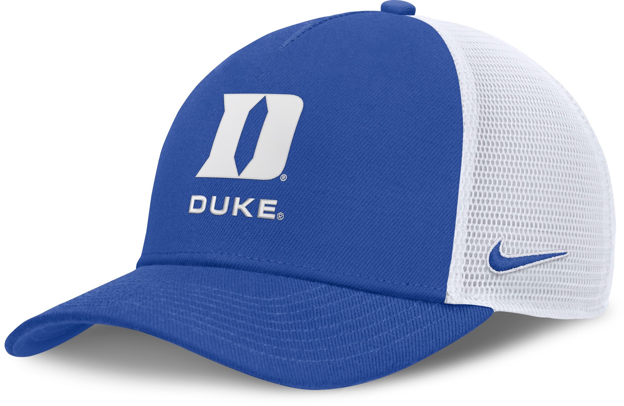 Nike Adult Duke Blue Devils Royal and White Rise Game Day 5 Panel Structured Trucker Hat