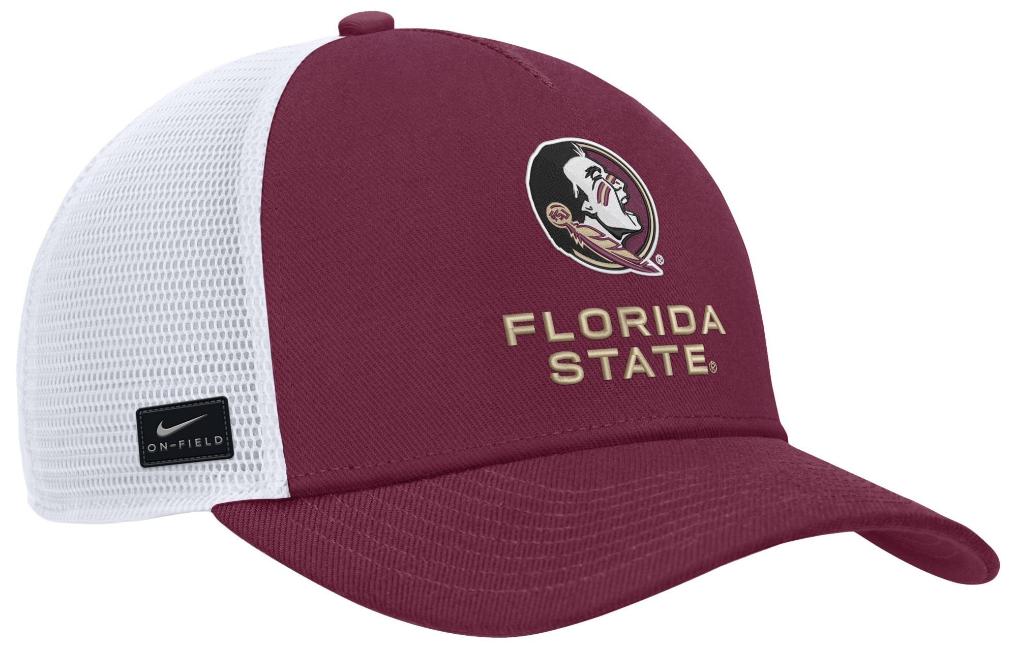 Nike Adult Florida State Seminoles Maroon and White Rise Game Day 5 Panel Structured Trucker Hat