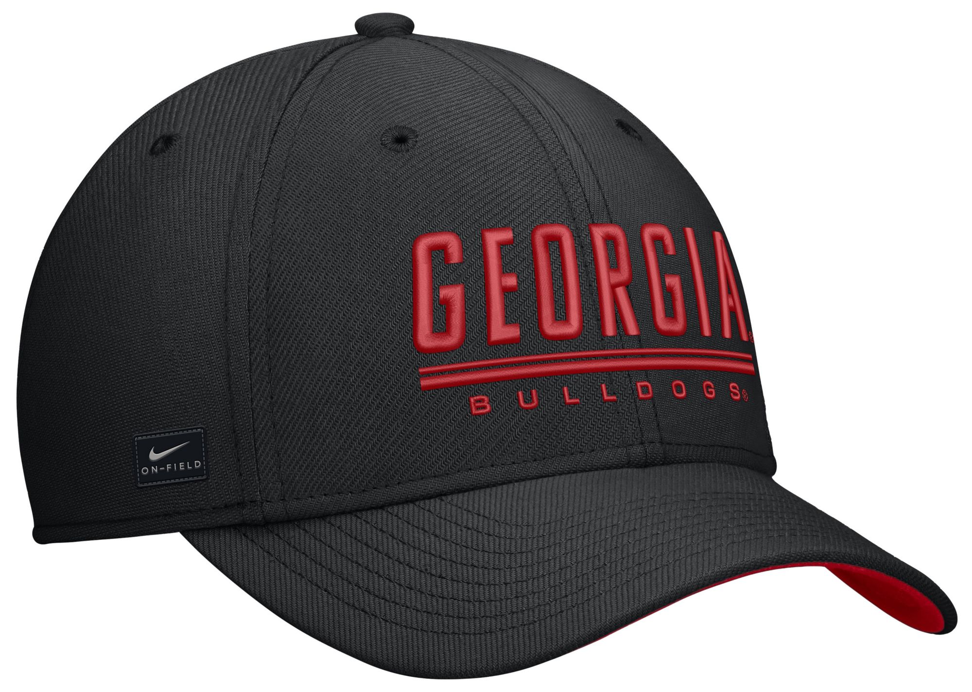 Nike Adult Georgia Bulldogs Black Rise Swooshflex Dri-Fit Game Day Structured Hat