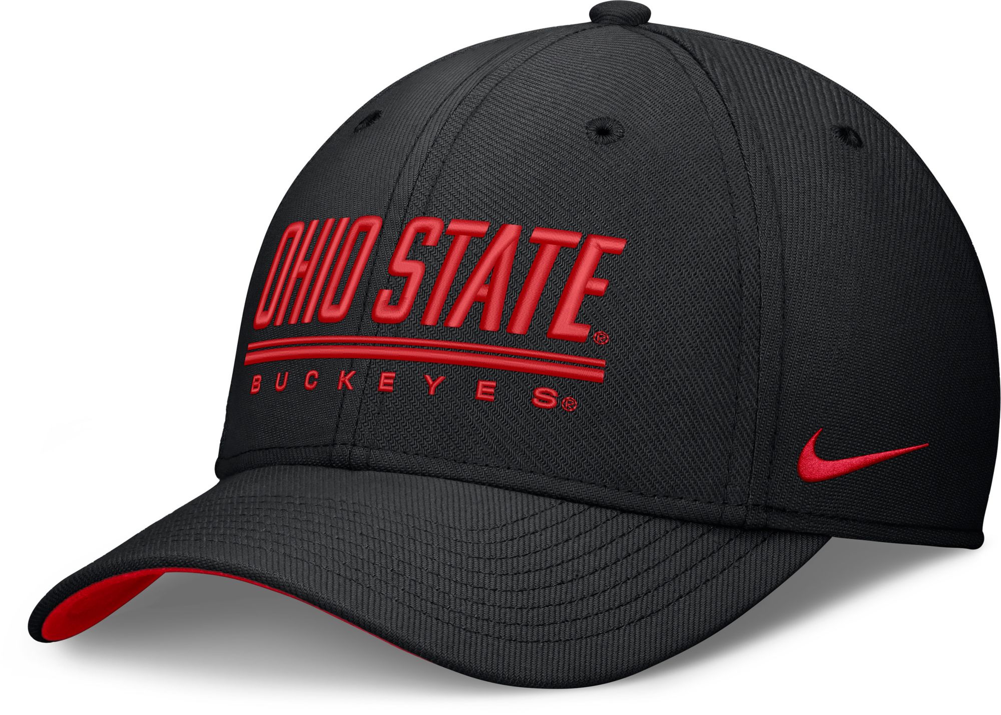 Nike Adult Ohio State Buckeyes Black Rise Swooshflex Dri-Fit Game Day Structured Hat