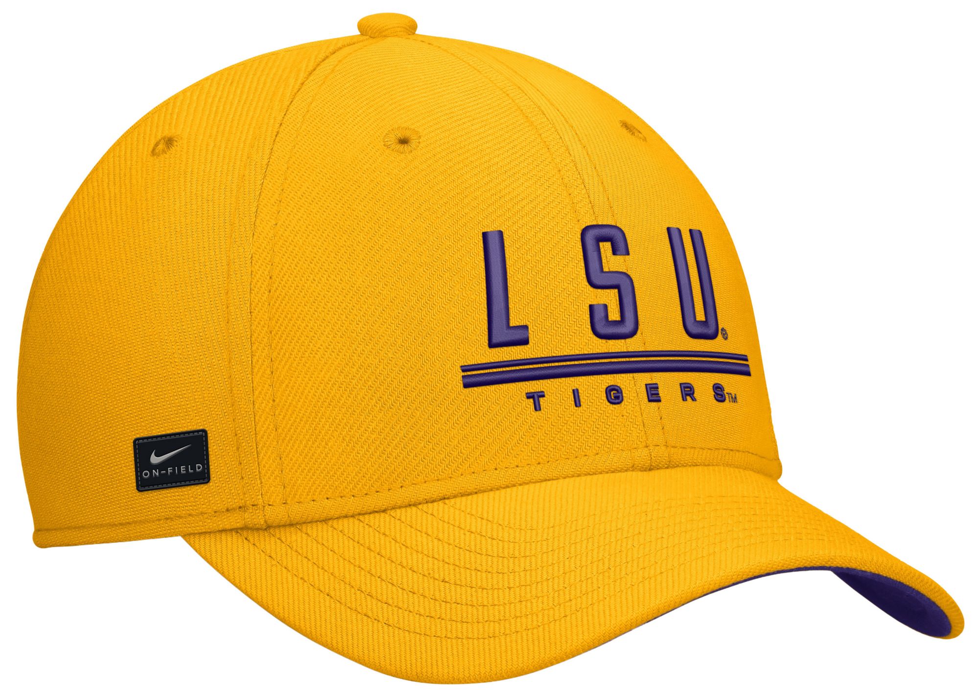 Nike Adult LSU Tigers Gold Rise Swooshflex Dri-Fit Game Day Structured Hat