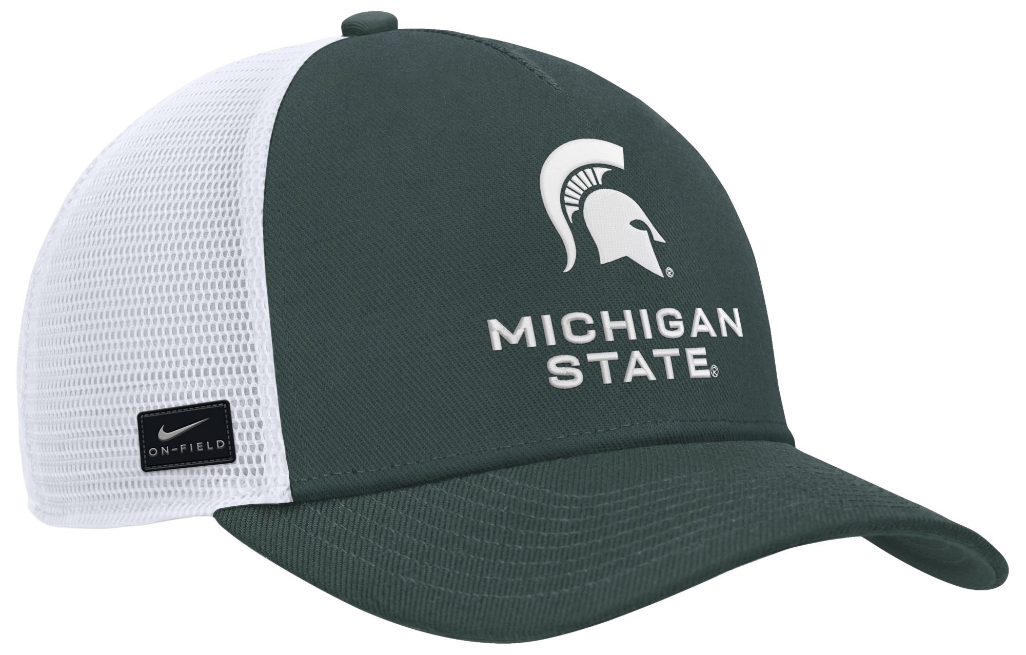 Nike Adult Michigan State Spartans Green and White Rise Game Day 5 Panel Structured Trucker Hat