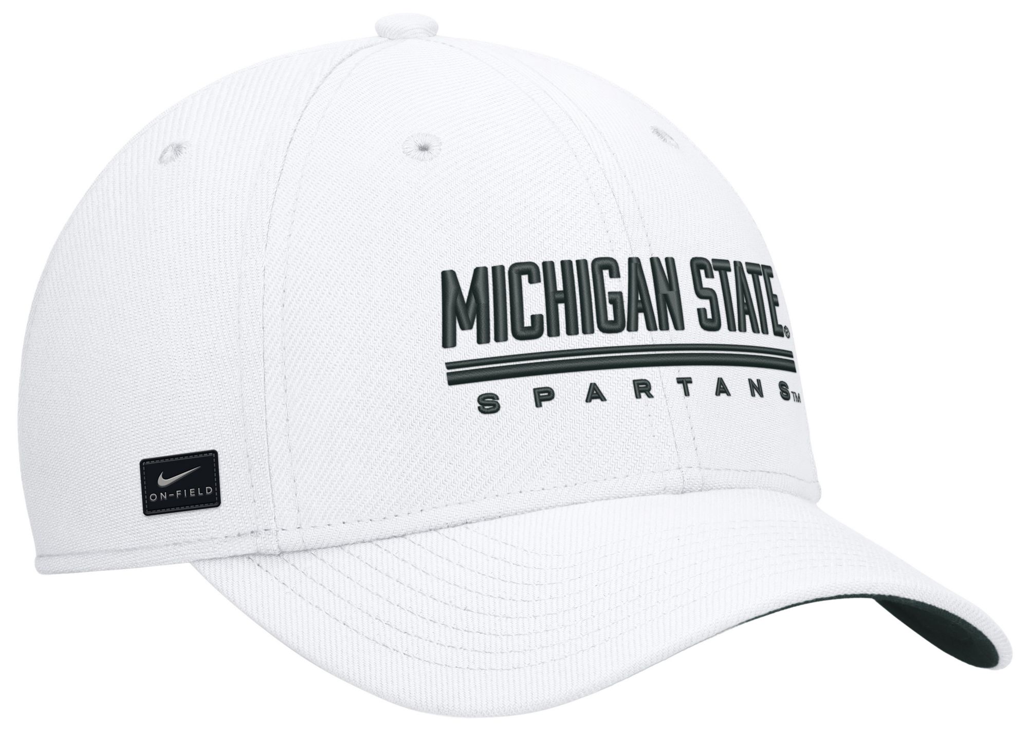 Nike Adult Michigan State Spartans White Rise Swooshflex Dri-Fit Game Day Structured Hat