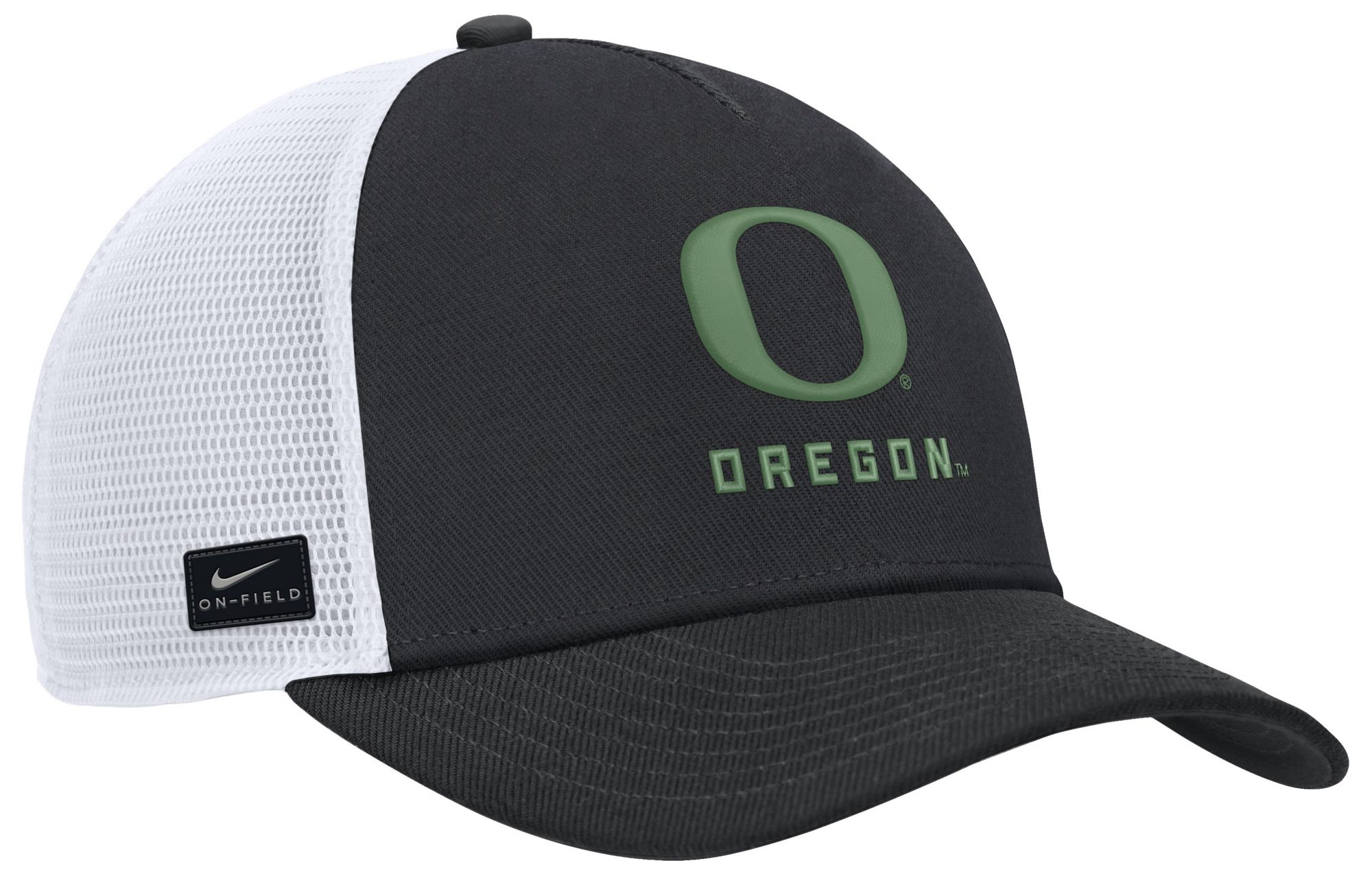 Nike Adult Oregon Ducks Black and White Rise Game Day 5 Panel Structured Trucker Hat