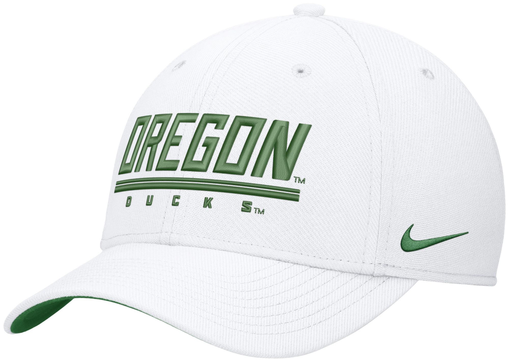 Nike Adult Oregon Ducks White Rise Swooshflex Dri-Fit Game Day Structured Hat