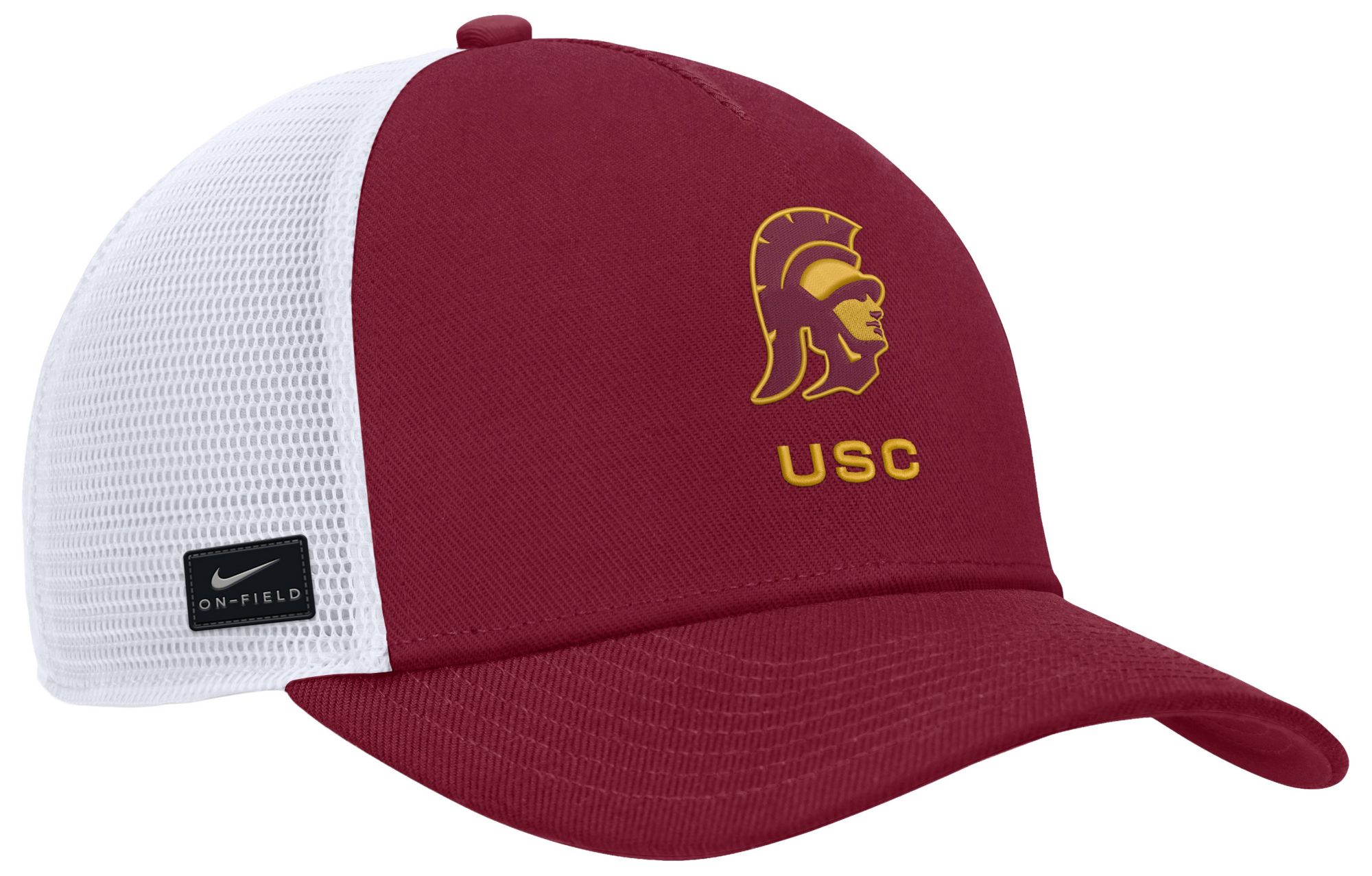 Nike Adult USC Trojans Crimson and White Rise Game Day 5 Panel Structured Trucker Hat