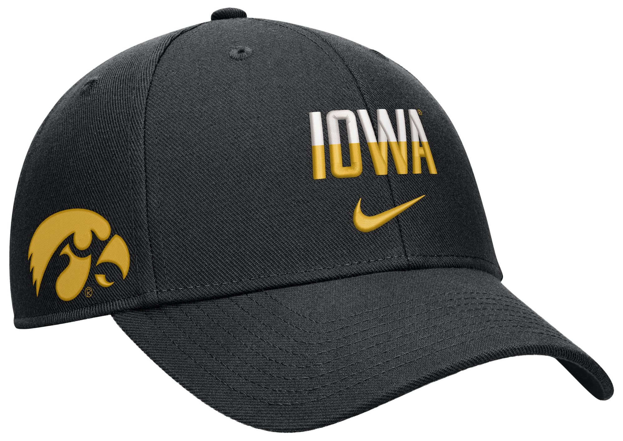 Nike Adult Iowa Hawkeyes Black Rise Game Day Structured Adjustable Hat