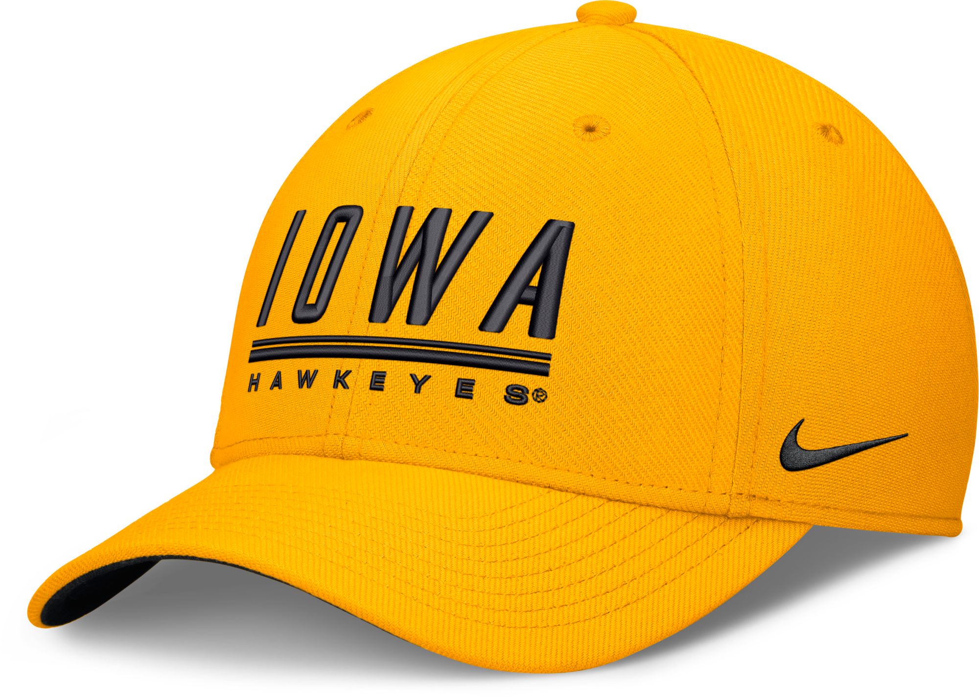Nike Adult Iowa Hawkeyes Gold Rise Swooshflex Dri-Fit Game Day Structured Hat