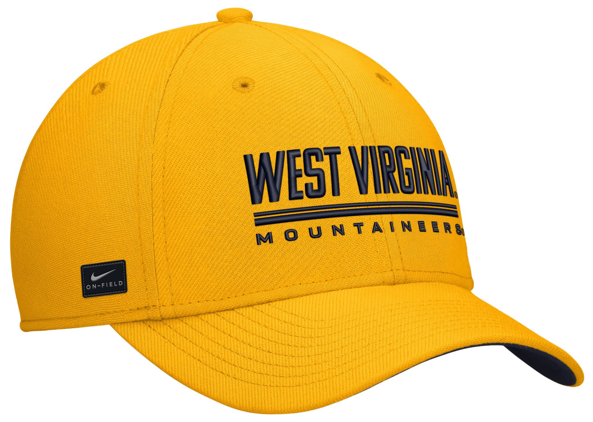 Nike Adult West Virginia Mountaineers Gold Rise Swooshflex Dri-Fit Game Day Structured Hat
