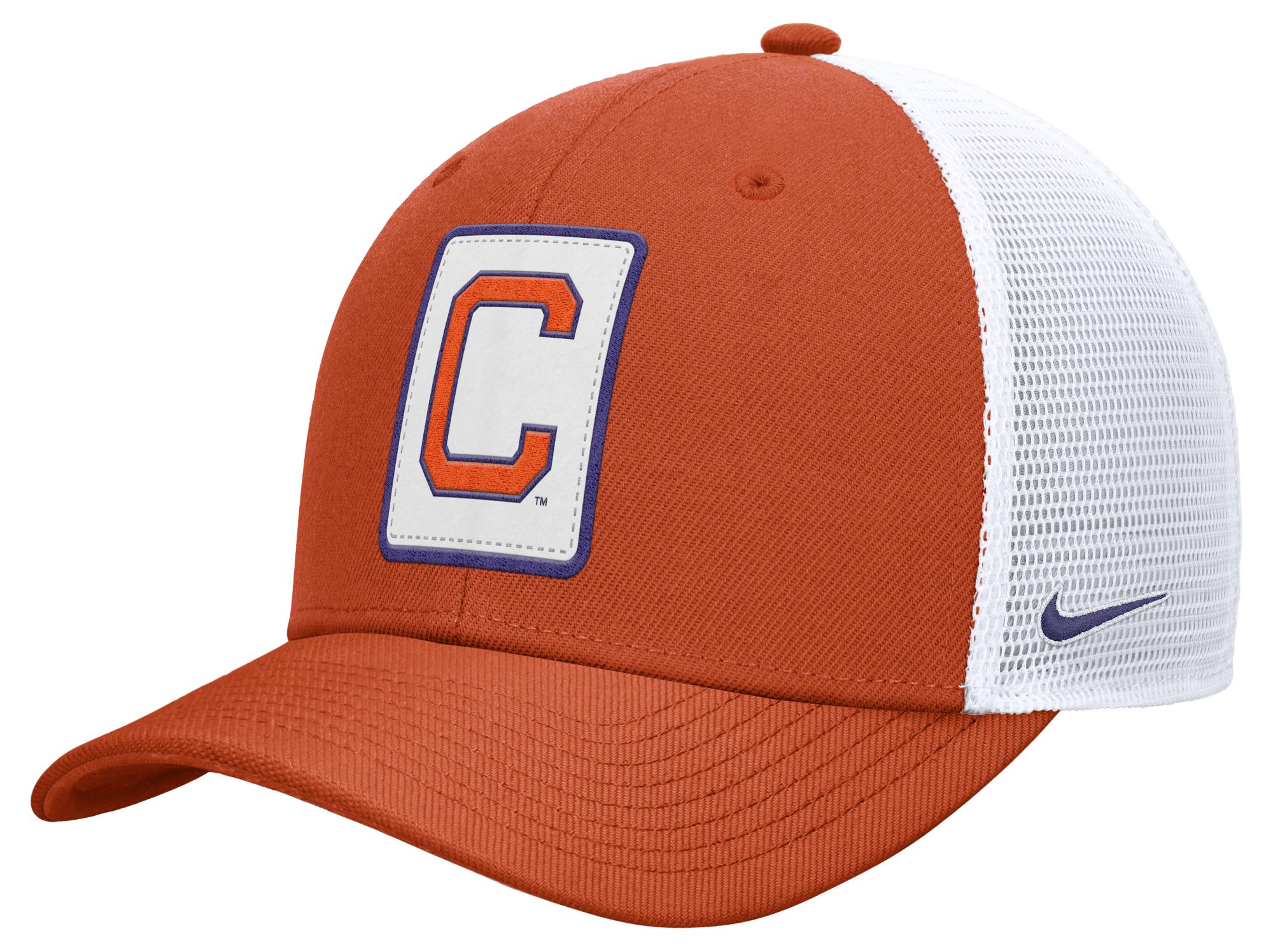 Nike Adult Clemson Tigers University Orange Patch Structured Rise Trucker Hat