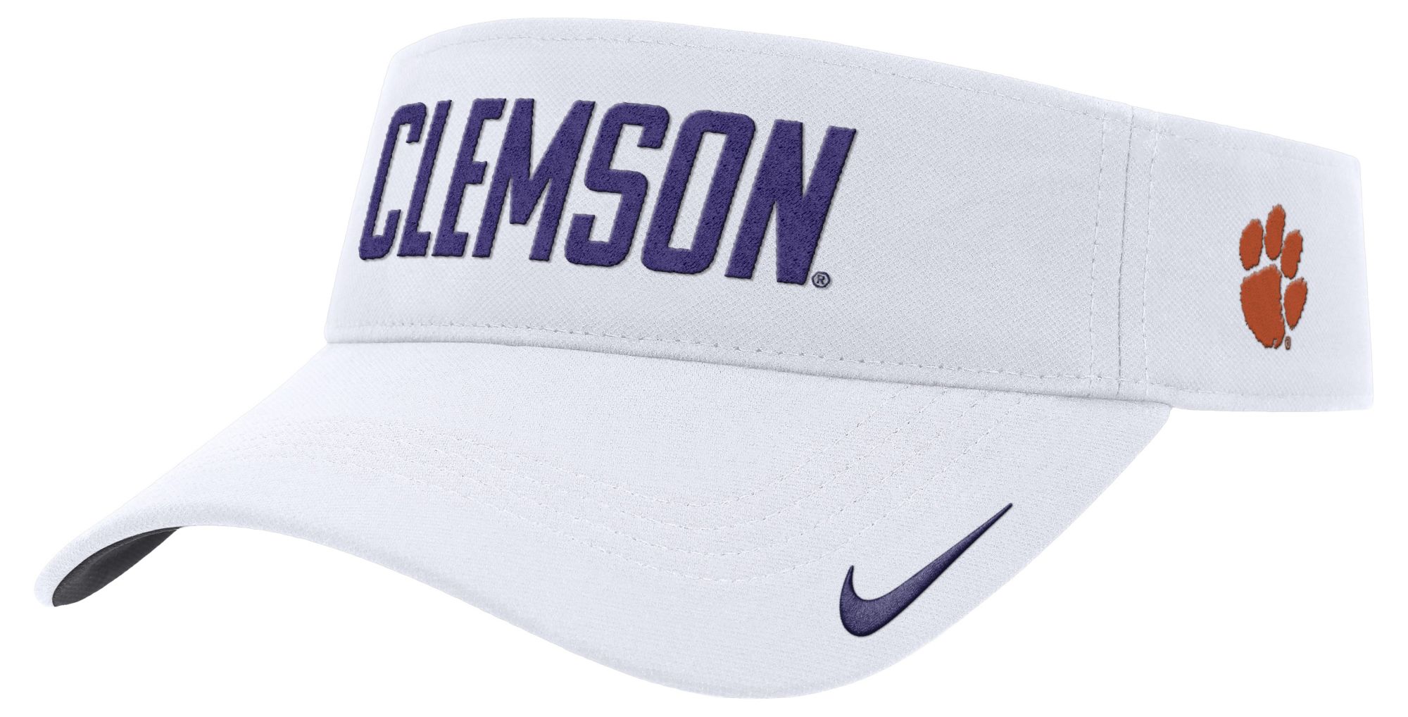 Nike Adult Clemson Tigers White Ace Practice Visor Cap