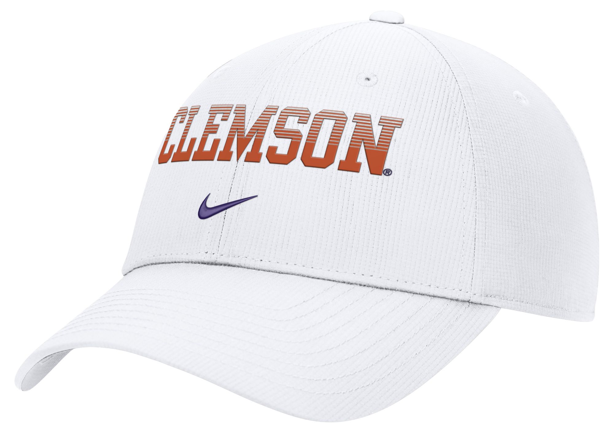 Nike Adult Clemson Tigers White Dri-Fit Primetime Structured Adjustable Hat