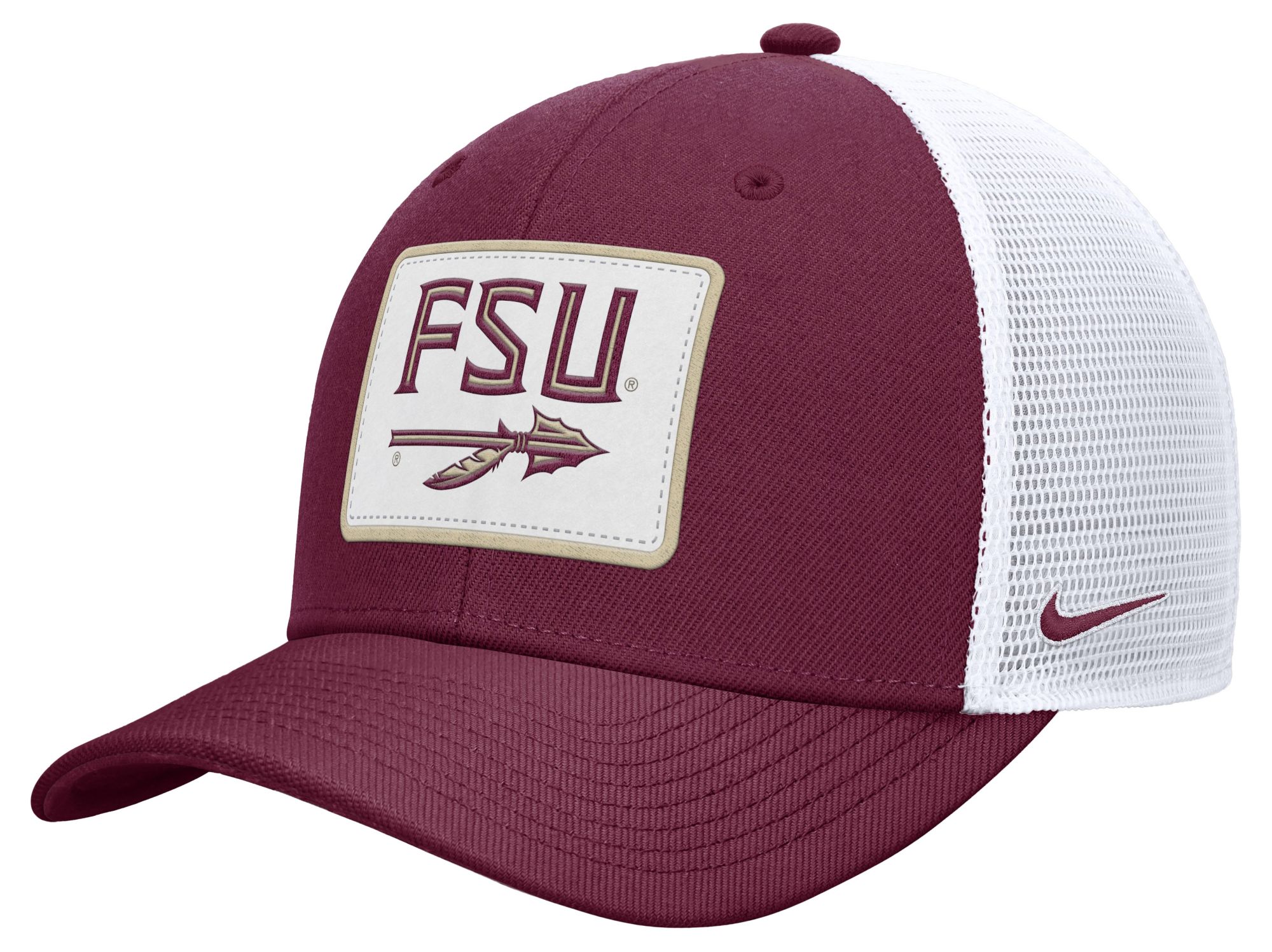 Nike Adult Florida State Seminoles Team Maroon Patch Structured Rise Trucker Hat