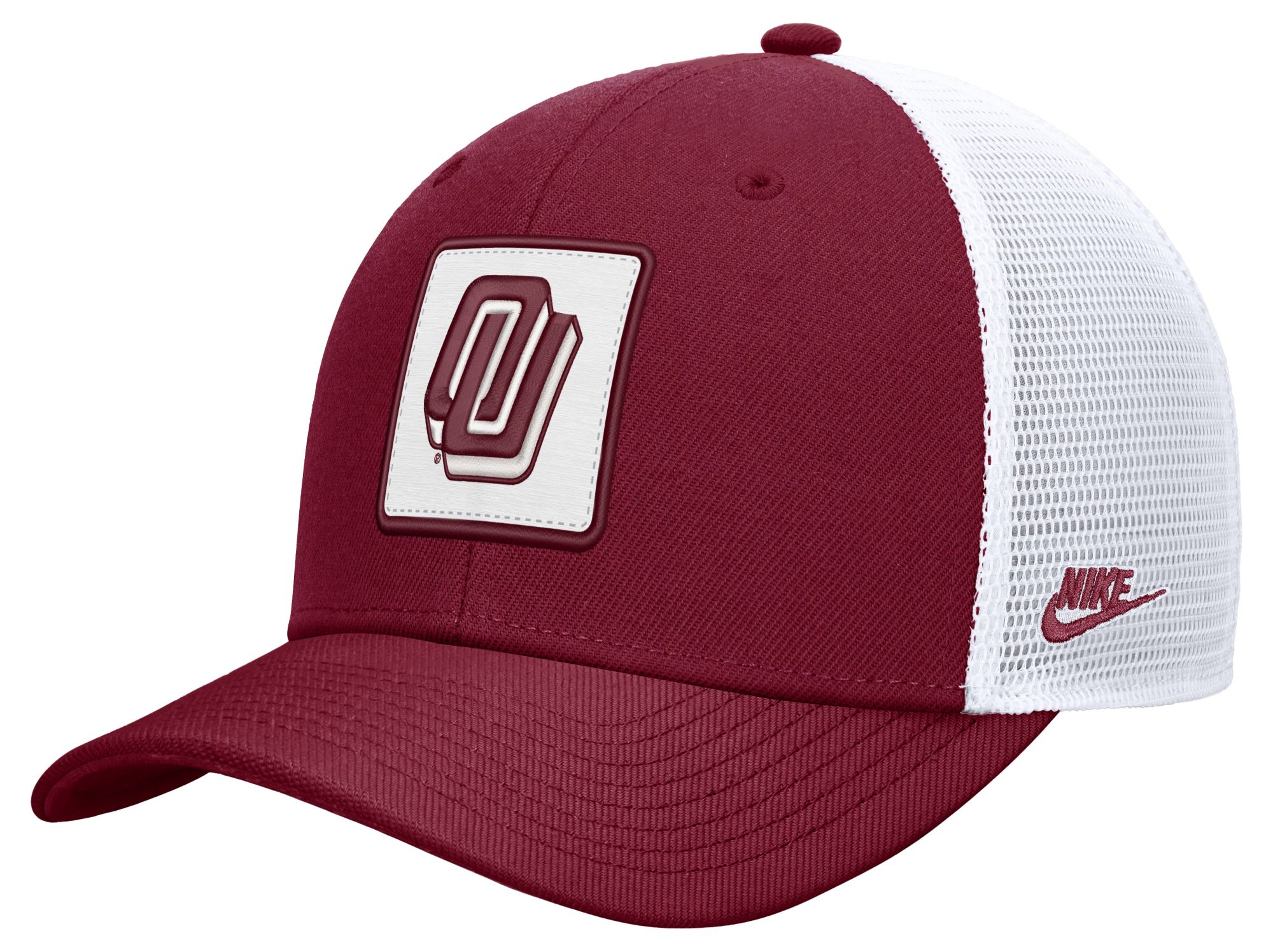Nike Adult Oklahoma Sooners Team Crimson Patch Structured Rise Trucker Hat