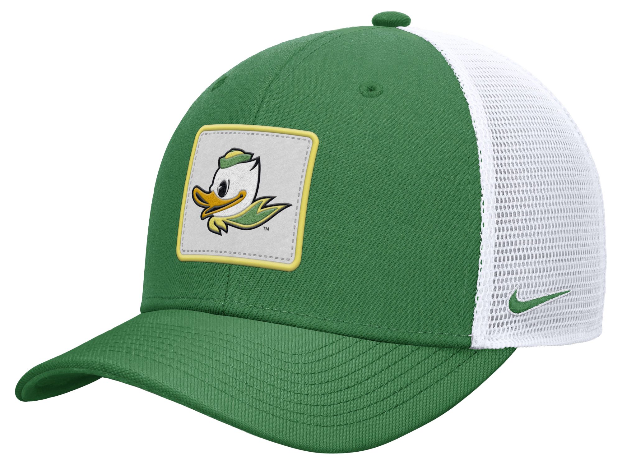 Nike Adult Oregon Ducks Apple Green Patch Structured Rise Trucker Hat