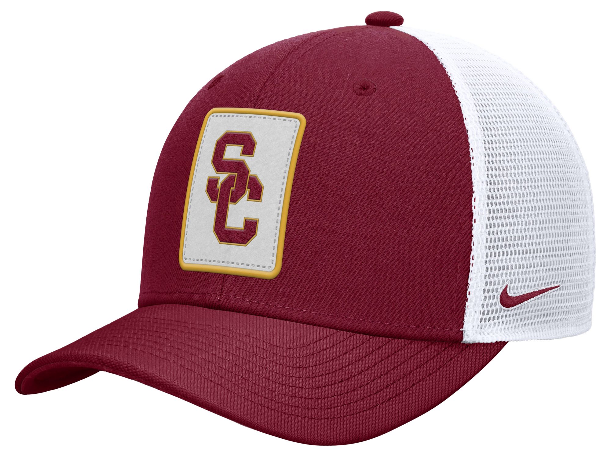 Nike Adult USC Trojans Team Crimson Patch Structured Rise Trucker Hat