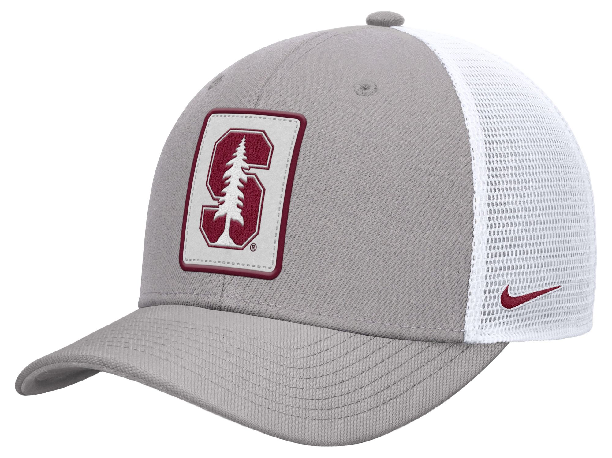 Nike Adult Stanford Cardinal Pewter Patch Structured Rise Trucker Hat